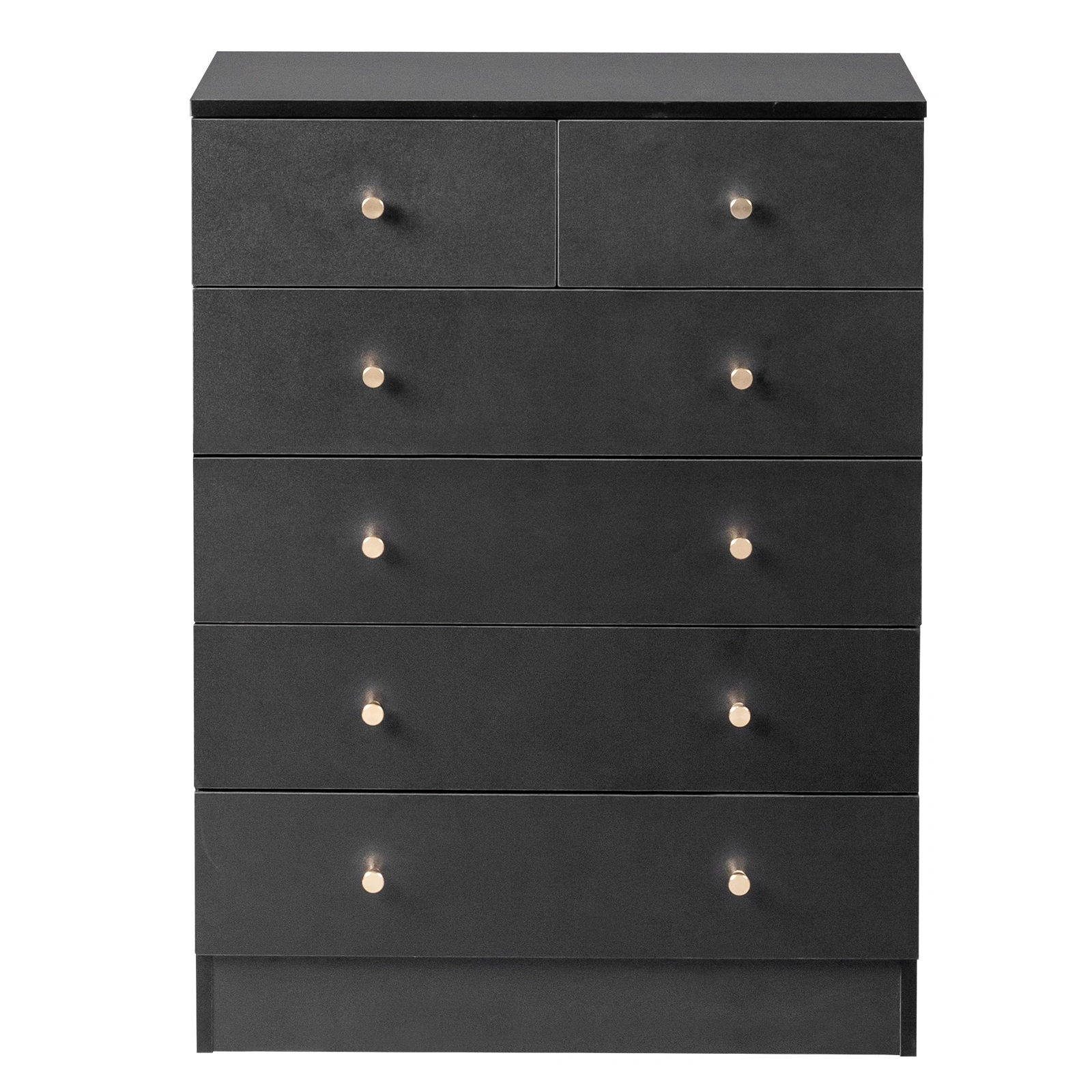 5-Tier 6-Drawer Dresser with Matte Gold Handles Particleboard + Textured Melamine Storage Cabinet 25.98*12.99*35.04in Black view 2