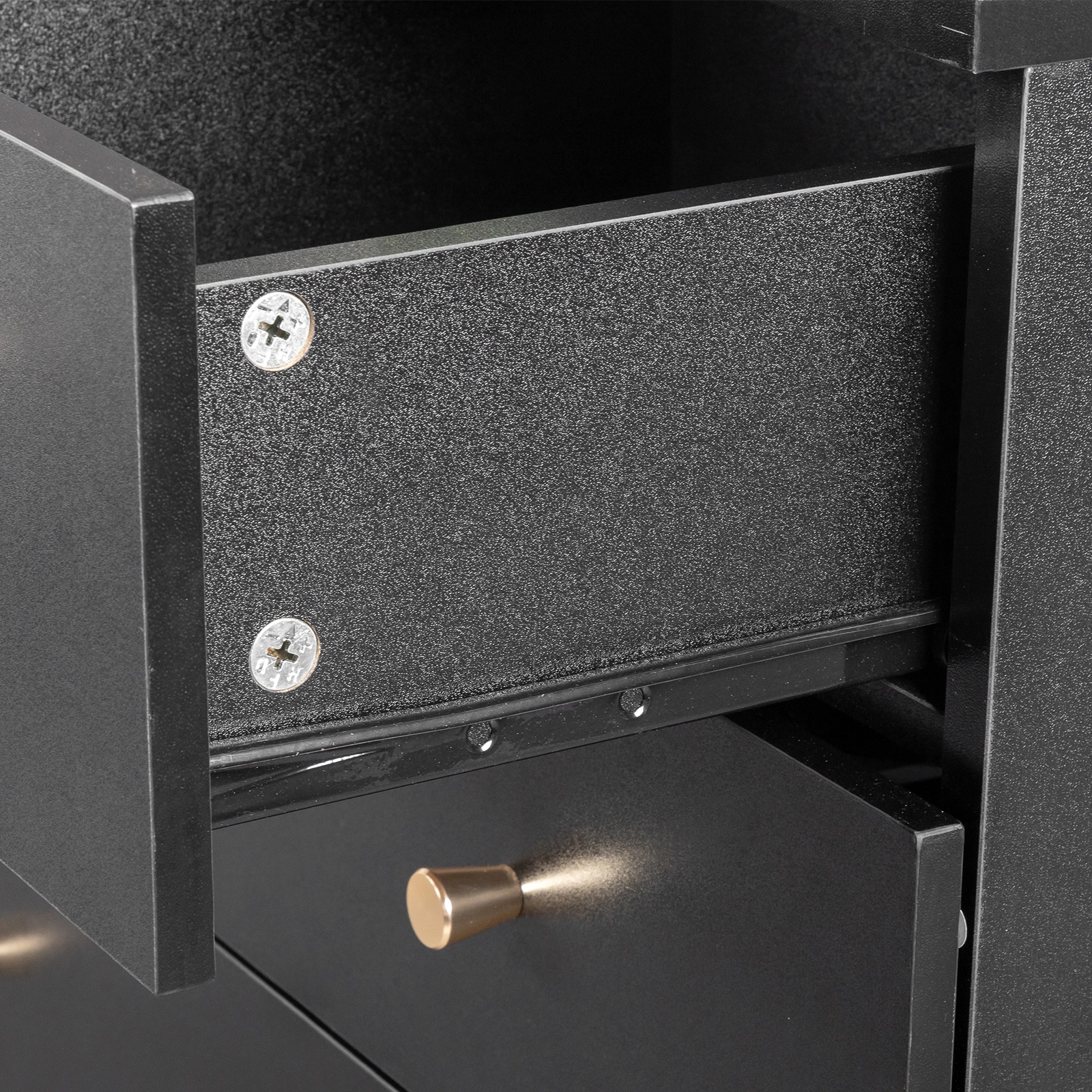 5-Tier 6-Drawer Dresser with Matte Gold Handles Particleboard + Textured Melamine Storage Cabinet 25.98*12.99*35.04in Black view 8