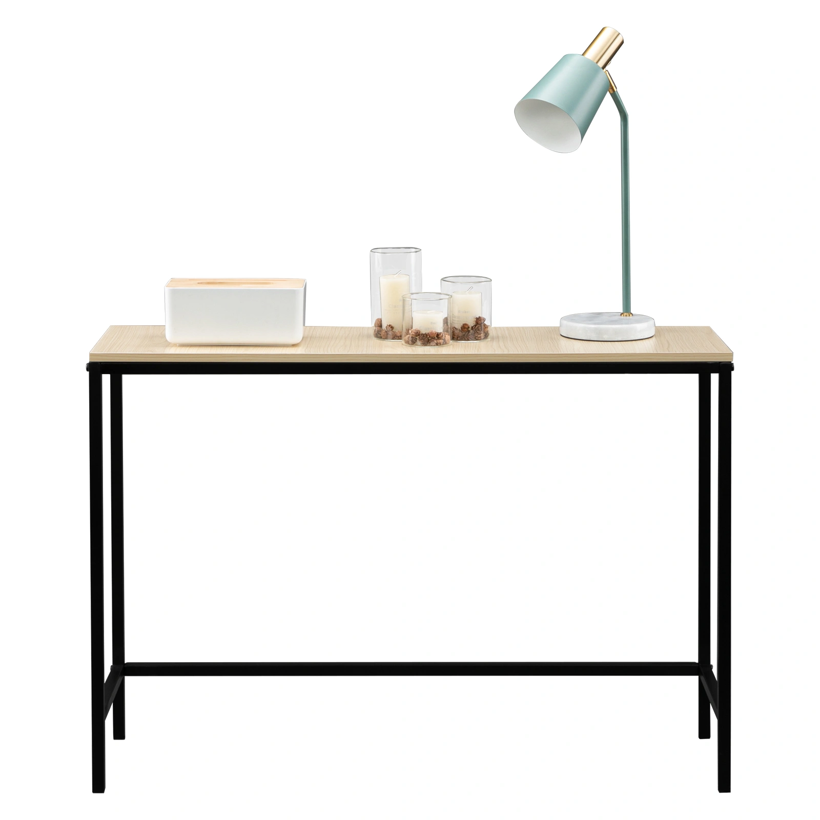 Industrial Style Porch Table Single Layer Light Walnut Color Triamine Board Side Table for Home Living Room view 2