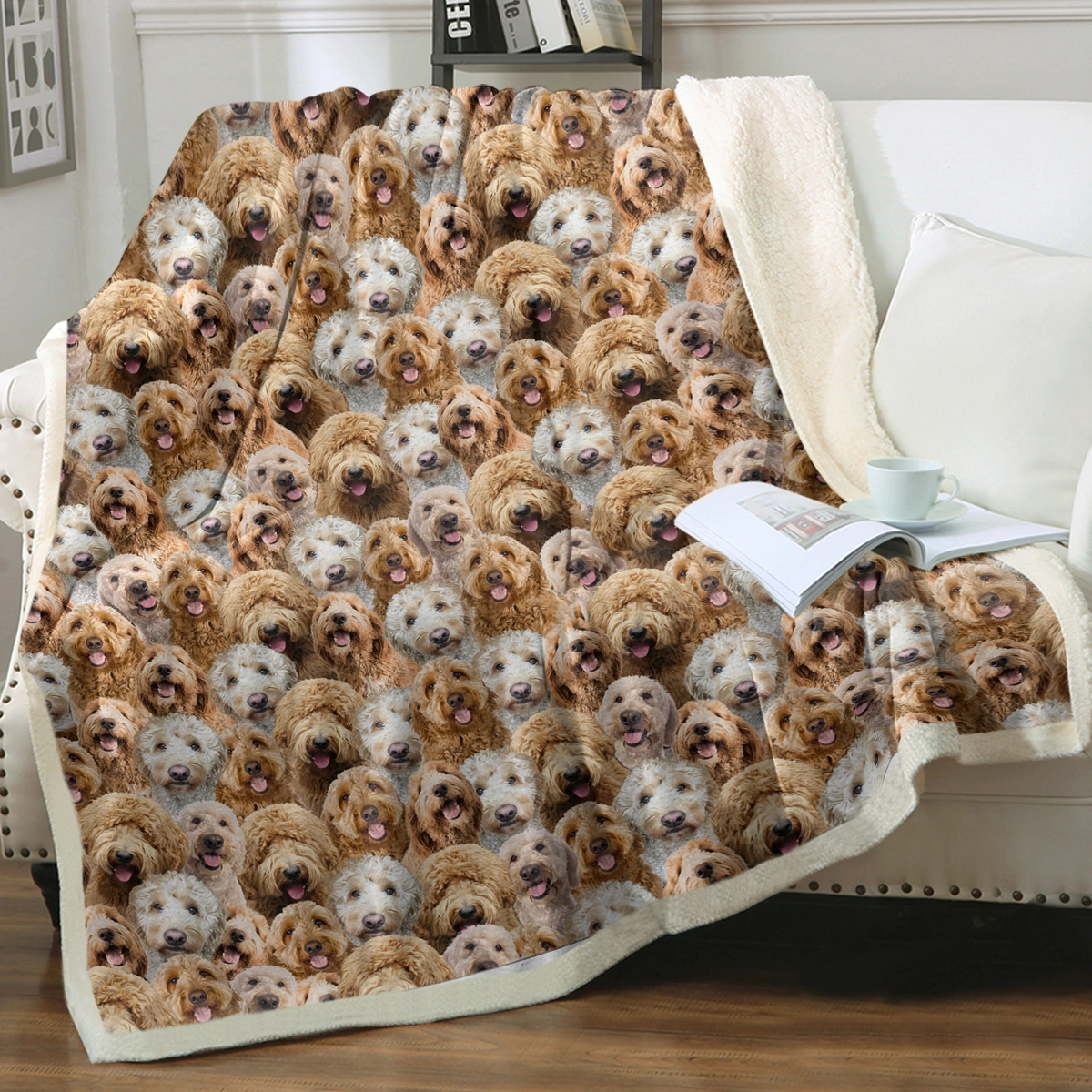 Cockapoos Fleece Blanket Sherpa Throw 130x150cm Single Cute Puppy Dog Pattern Fuzzy Blanket for Kids Adults Women Travel Gift