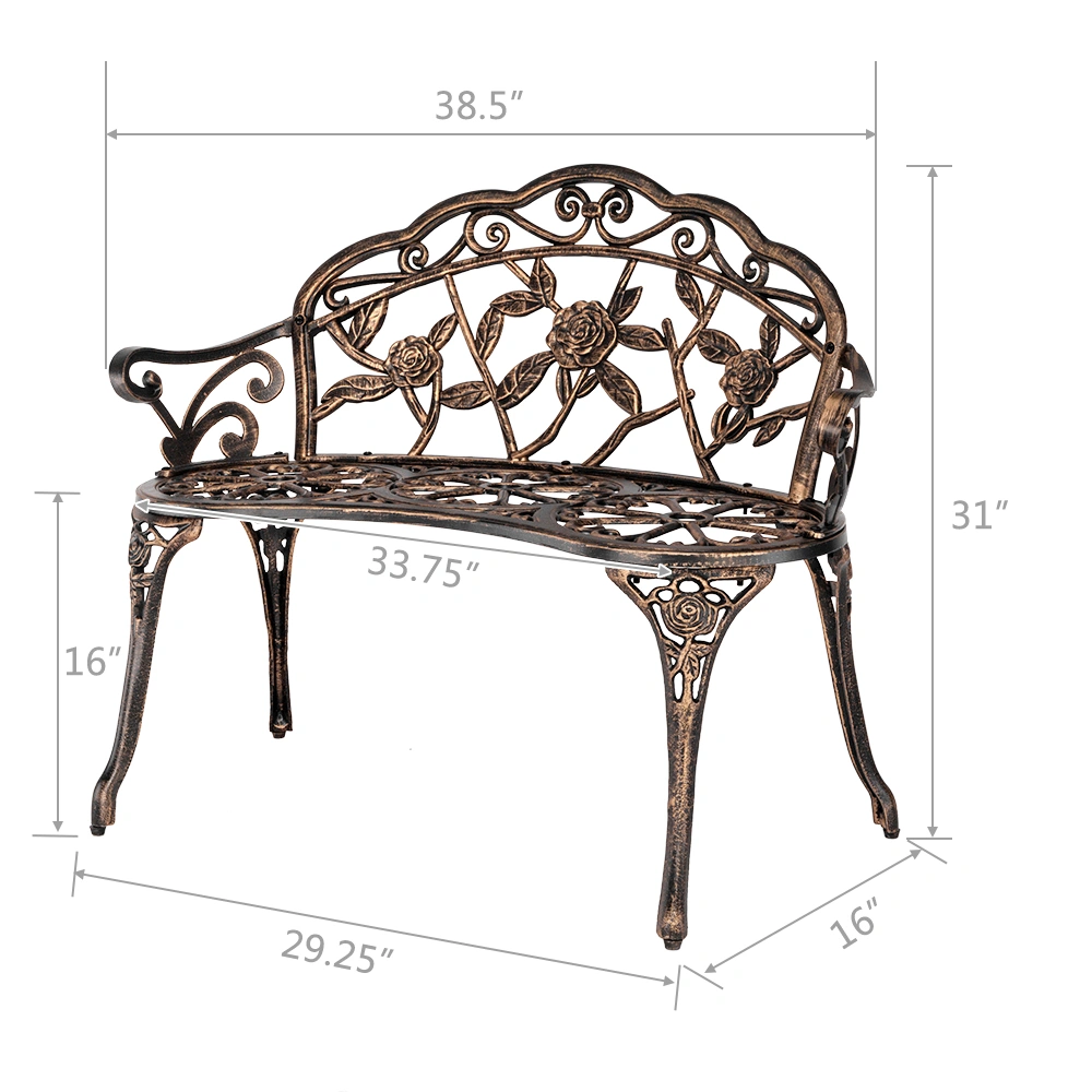 38.5" Cast Aluminum Outdoor Courtyard Decoration Park Leisure Rose Chair view 4