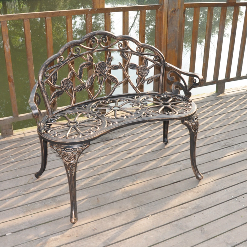 38.5" Cast Aluminum Outdoor Courtyard Decoration Park Leisure Rose Chair view 7