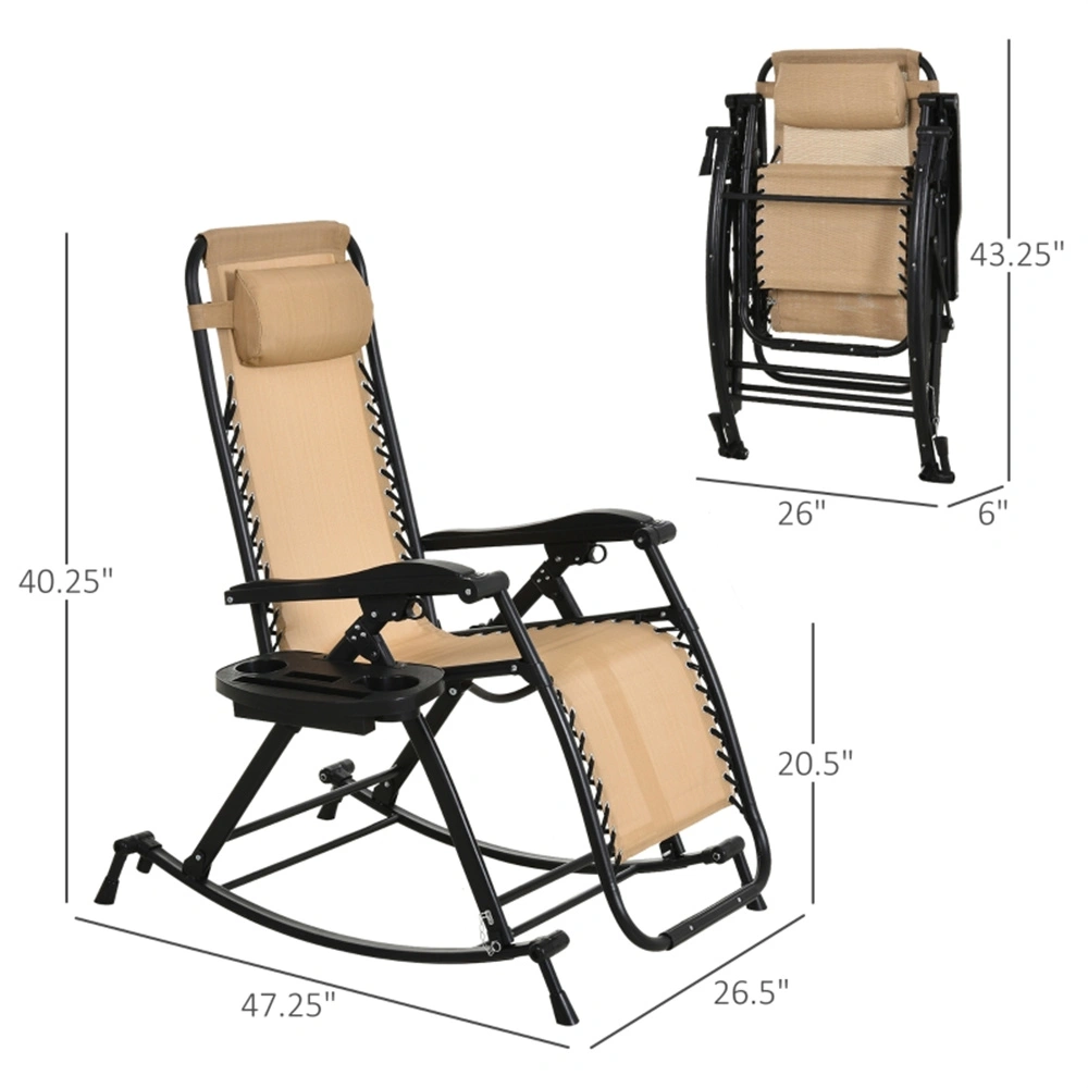 Garden Rocking Chair - Outdoor Wooden Glider Chair with Cushion, Classic Rocker Design for Patio Yard Lawn Porch Decoration view 3