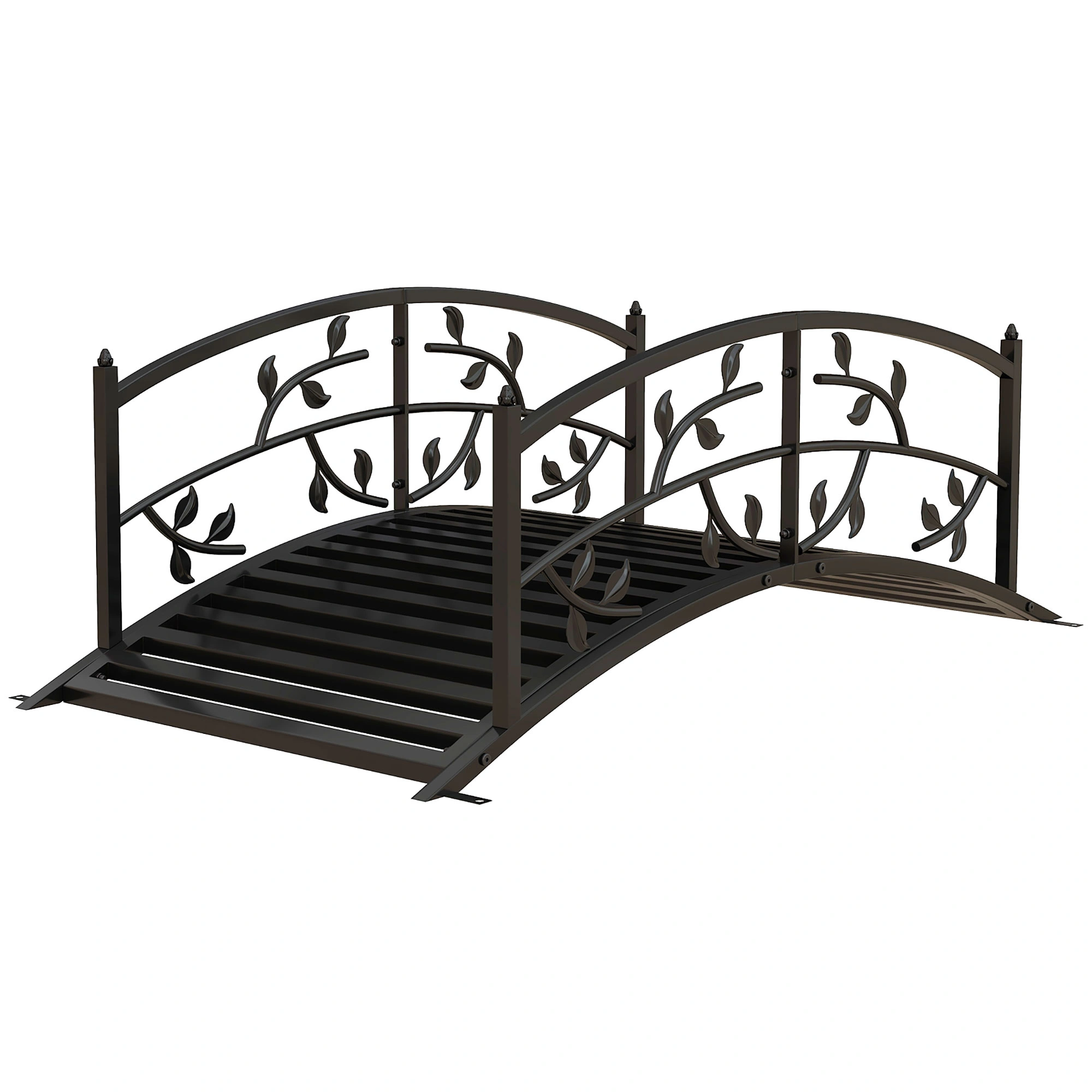 Decorative Pond Bridge - Small Wooden Garden Footbridge for Koi Fish Pond, Water Feature, Outdoor Yard & Patio Decoration, Natural Brown