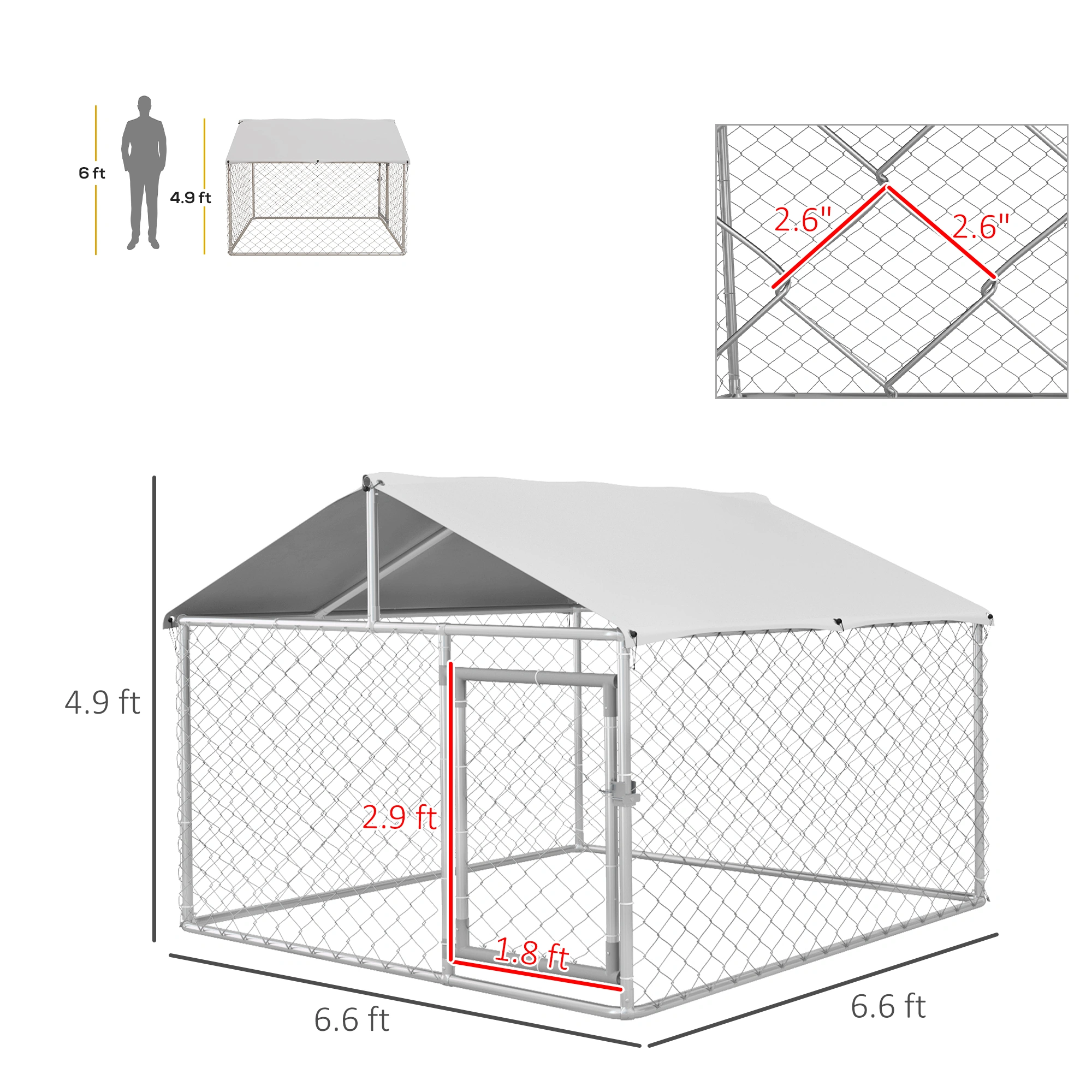Heavy Duty Dog Crate with Divider, Folding Metal Wire Kennel Cage for Medium Large Dogs, Includes Tray & Wheels, Gray view 2