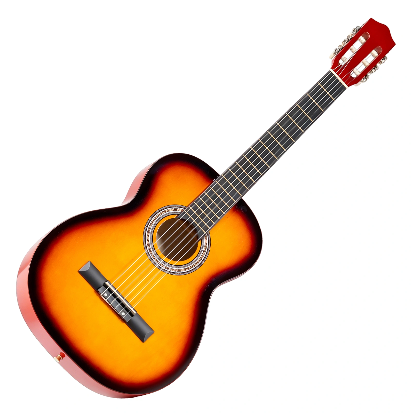39 Inch Basswood Classical Folk Guitar in Sunset Color with Gig Bag, Spare Strings, Picks, Capo, Tuner & Strap view 6