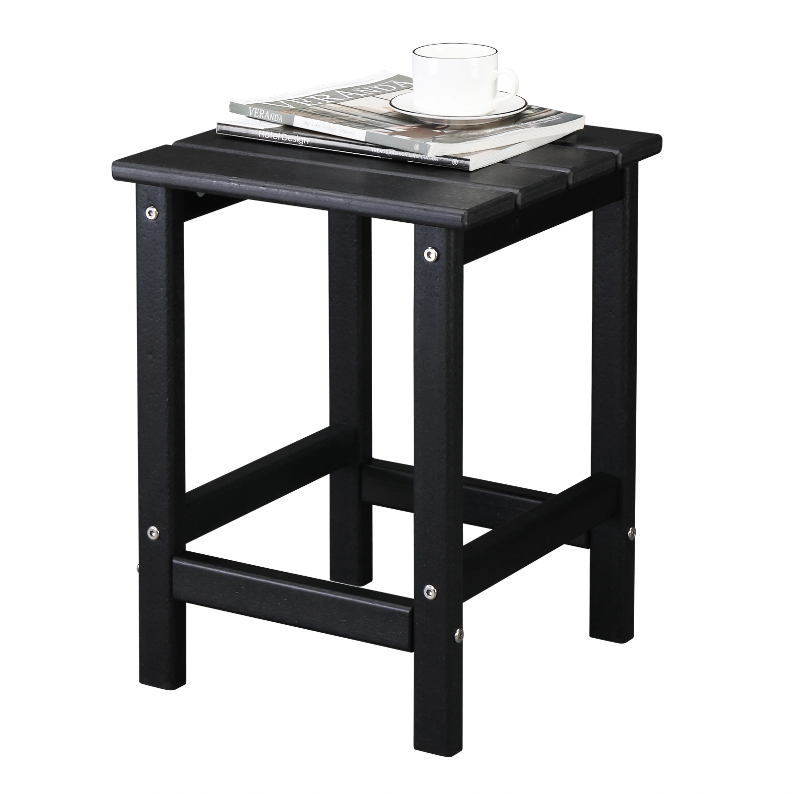 36*36*47cm Single Layer Square HDPE Side Table Black view 10