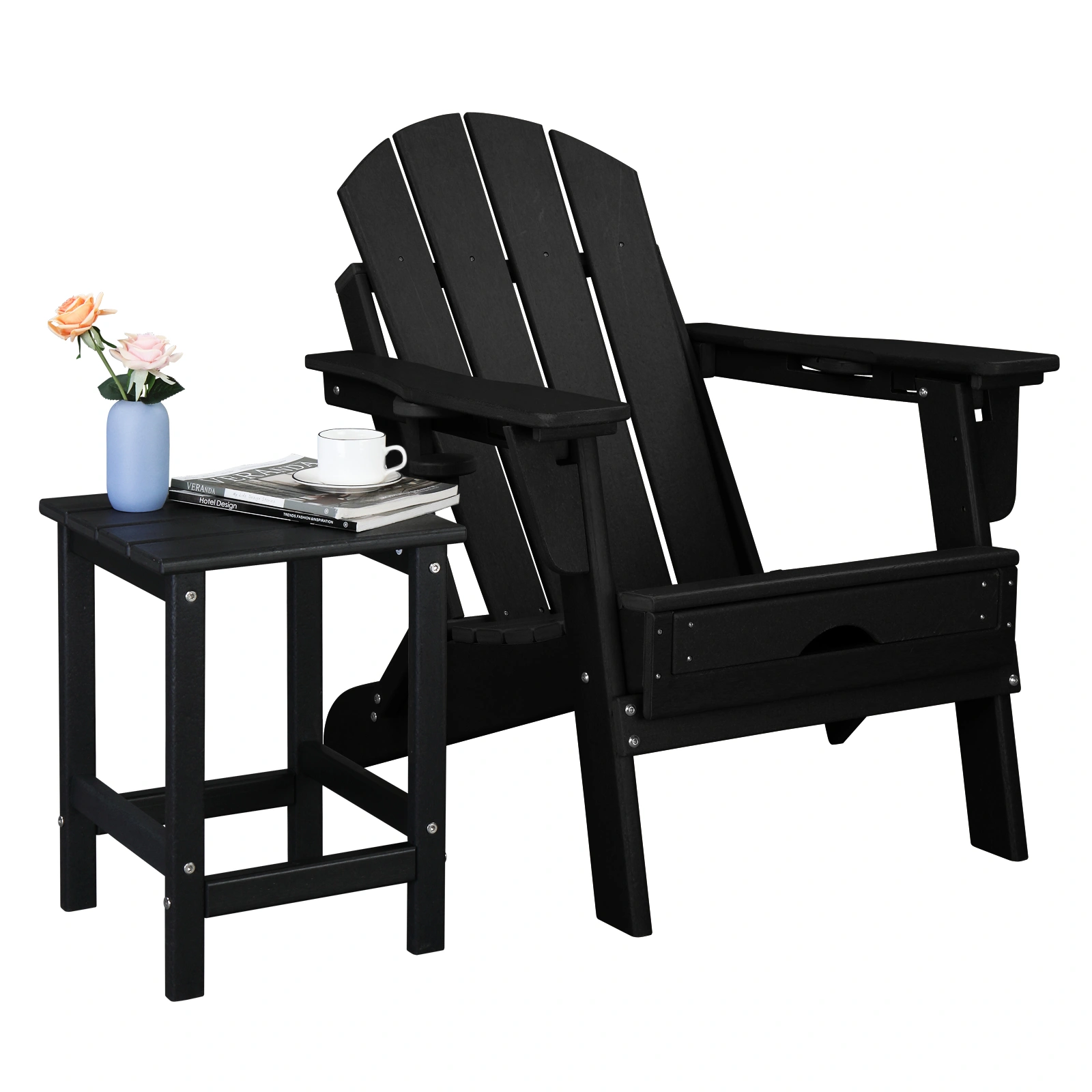 36*36*47cm Single Layer Square HDPE Side Table Black view 11