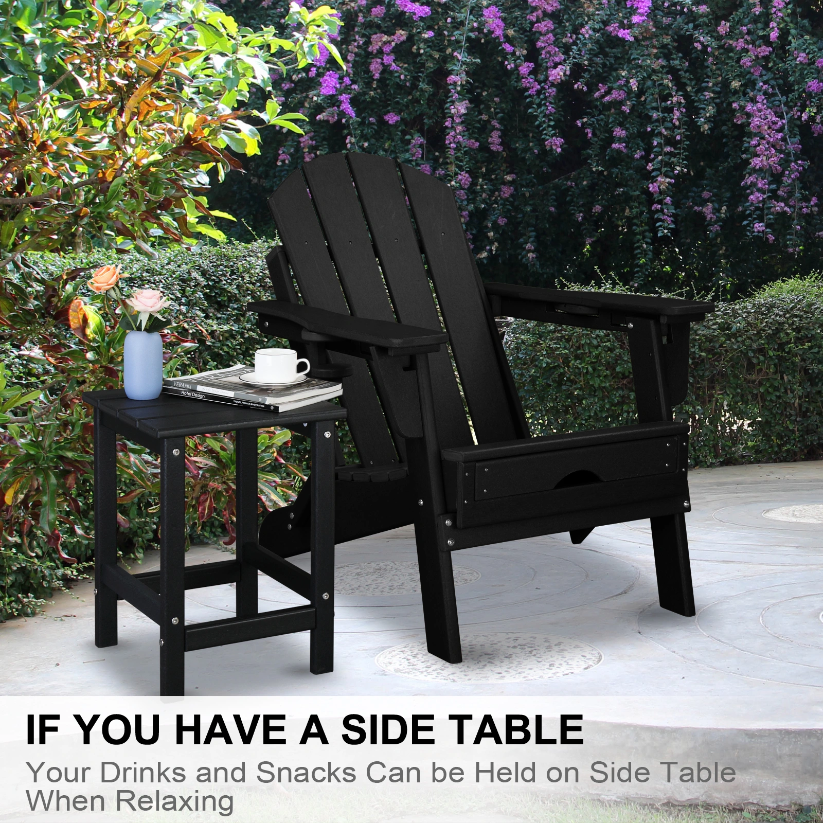 36*36*47cm Single Layer Square HDPE Side Table Black view 18