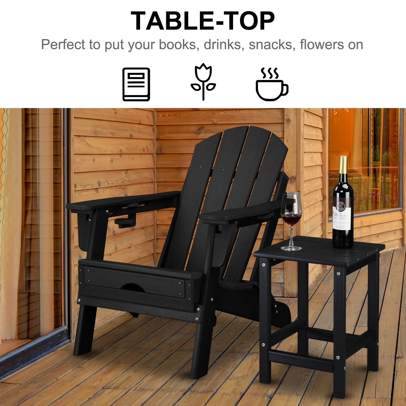 36*36*47cm Single Layer Square HDPE Side Table Black view 19