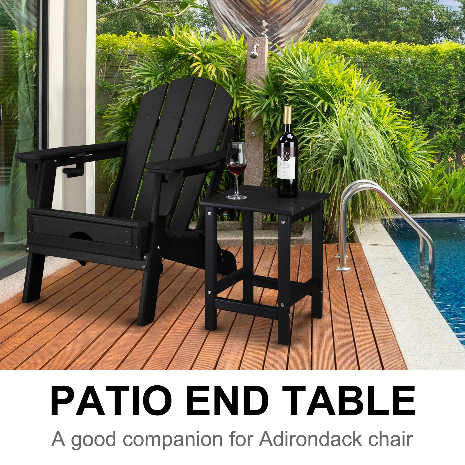 36*36*47cm Single Layer Square HDPE Side Table Black view 20