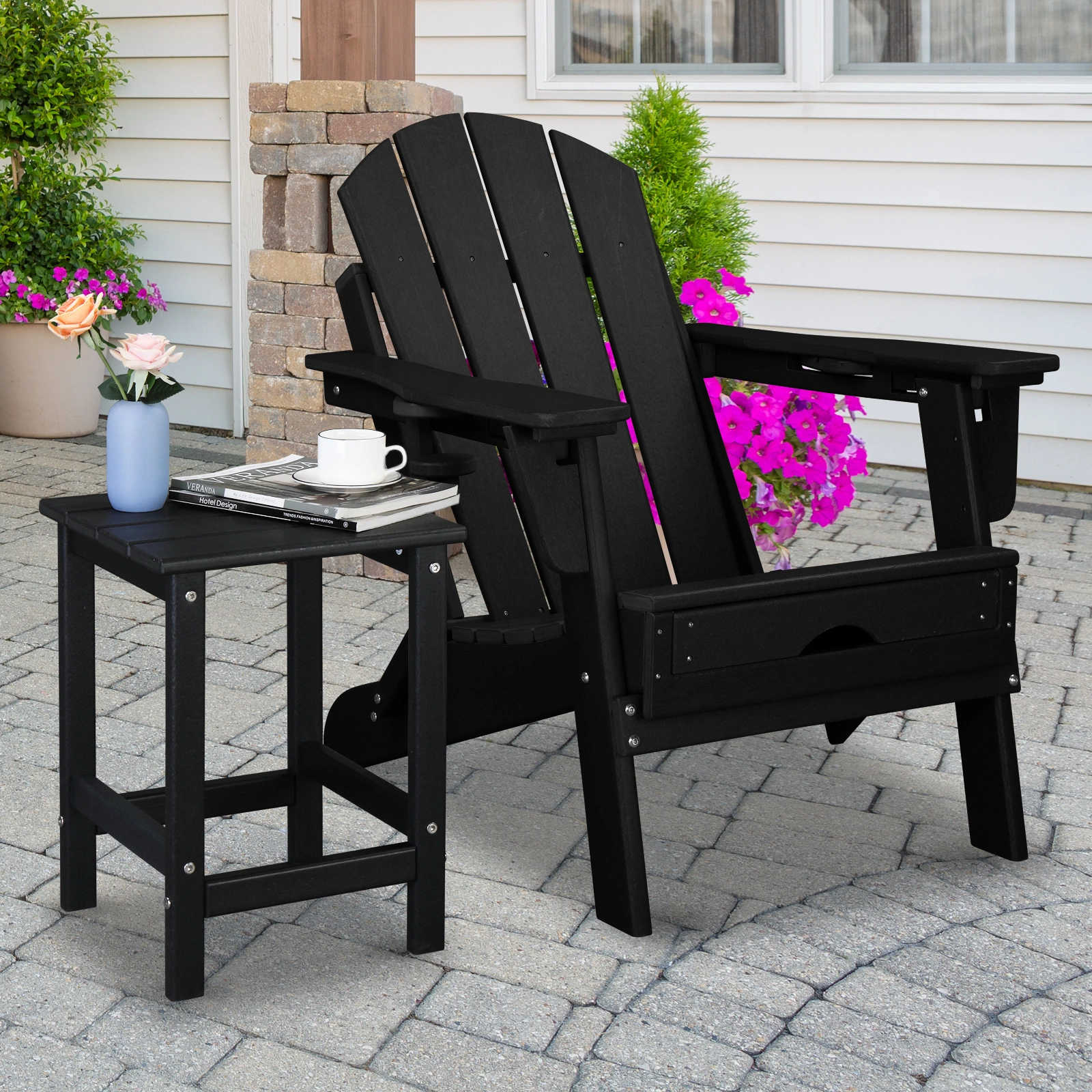 36*36*47cm Single Layer Square HDPE Side Table Black view 21