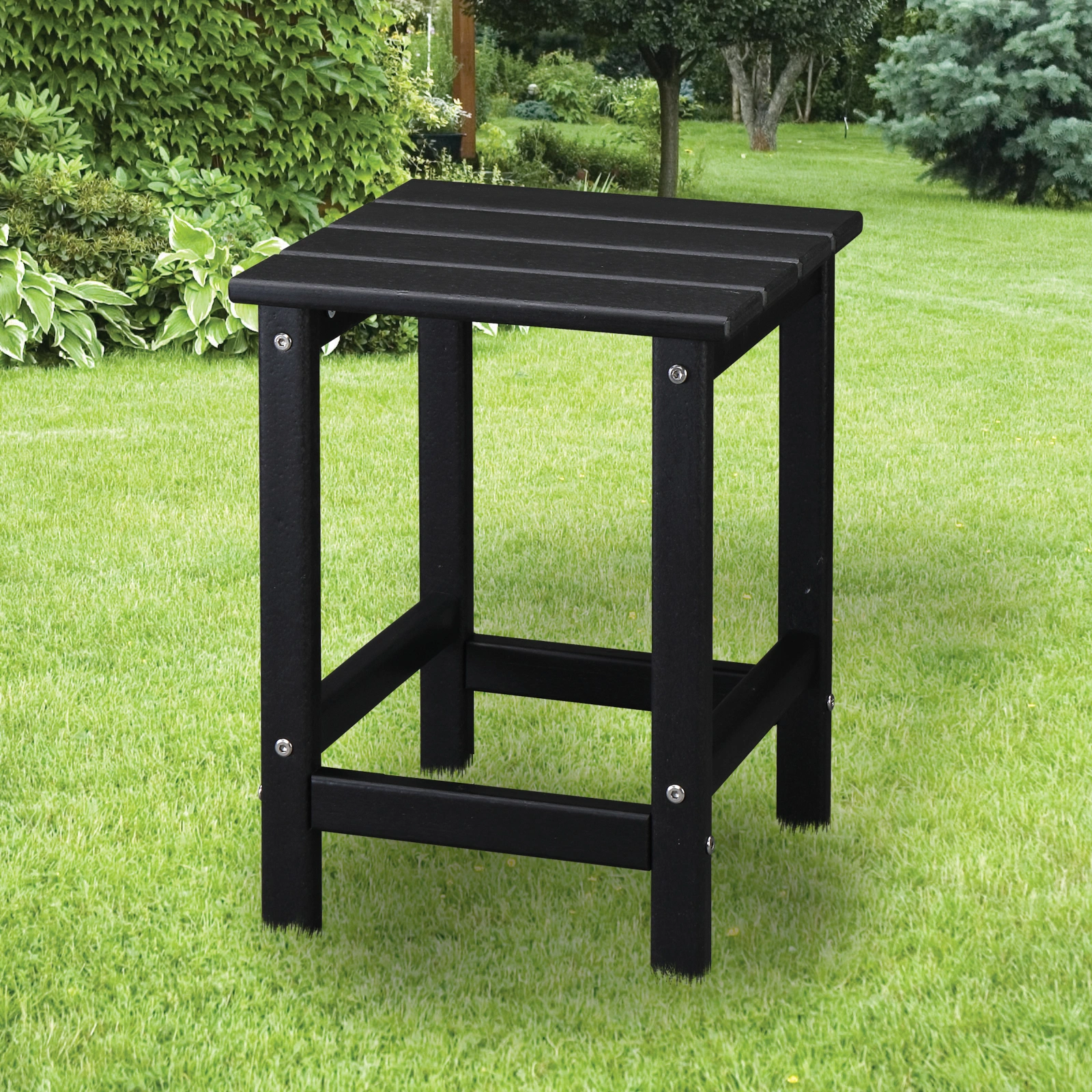 36*36*47cm Single Layer Square HDPE Side Table Black view 22