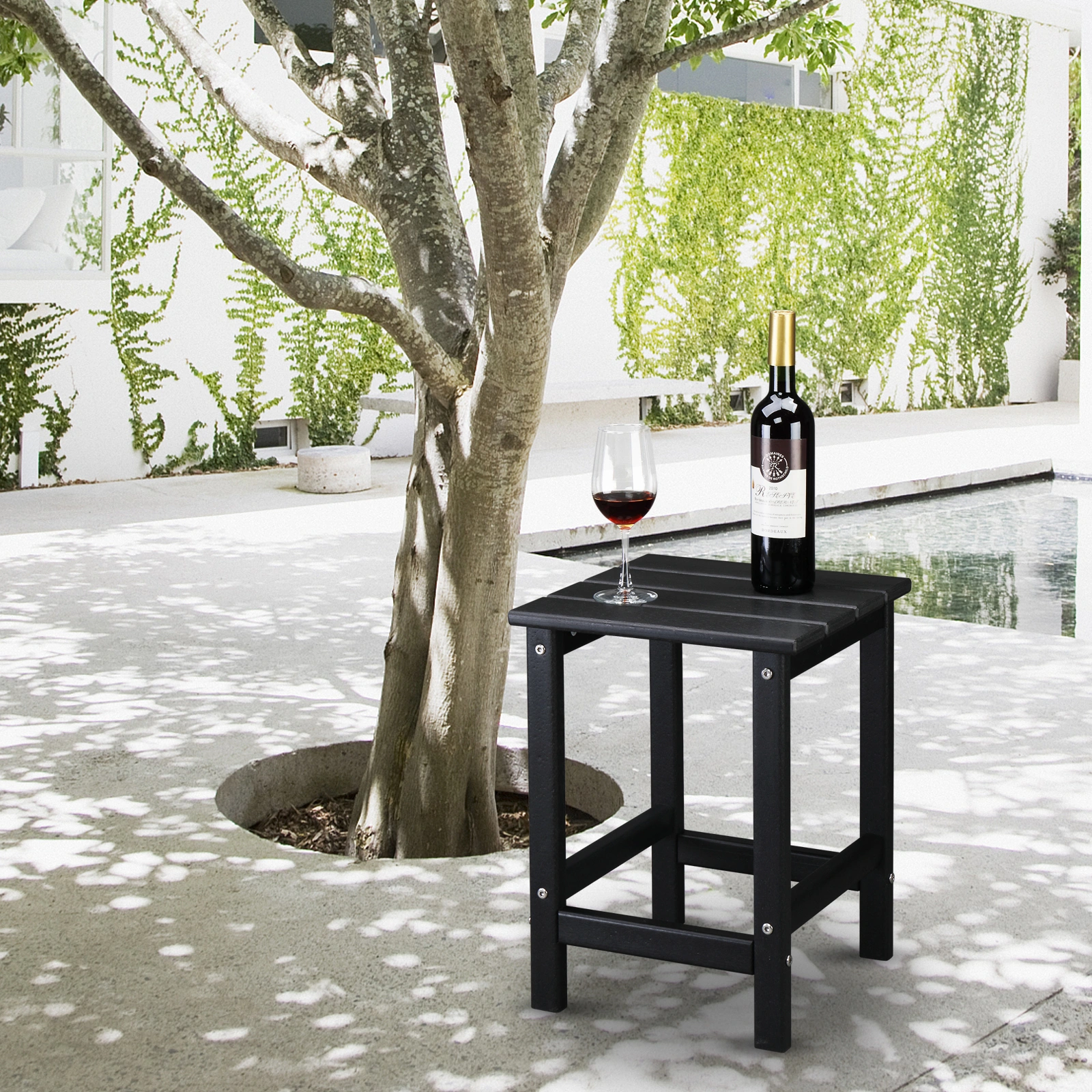 36*36*47cm Single Layer Square HDPE Side Table Black view 23