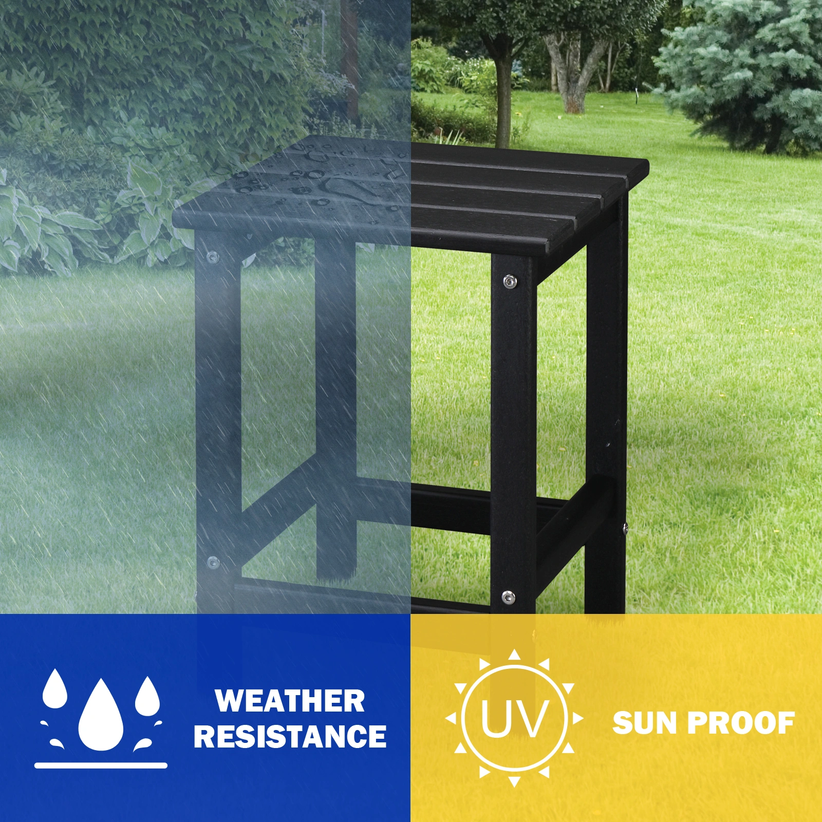 36*36*47cm Single Layer Square HDPE Side Table Black view 27