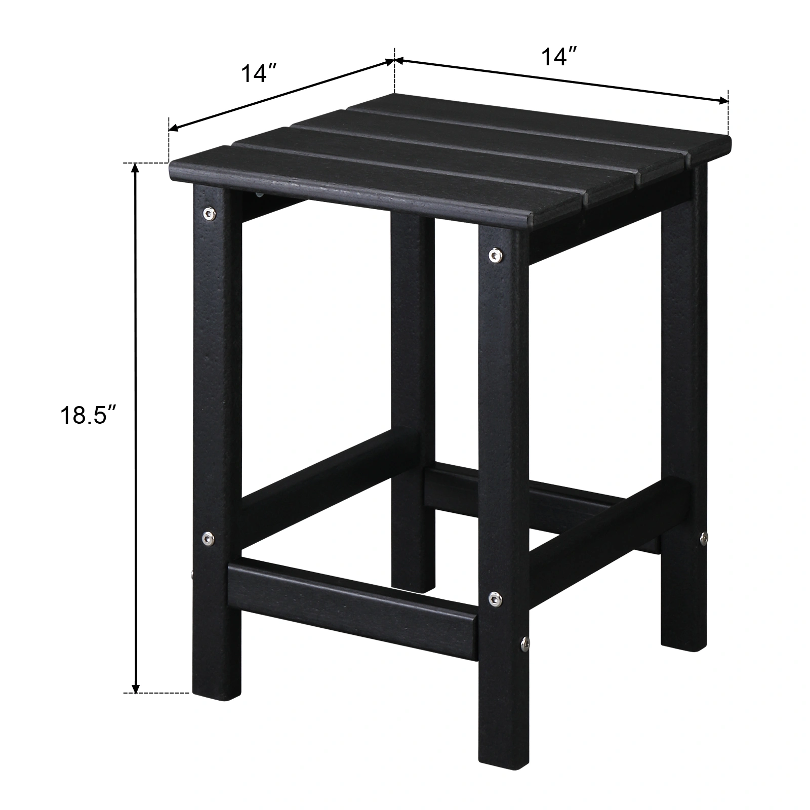 36*36*47cm Single Layer Square HDPE Side Table Black view 29