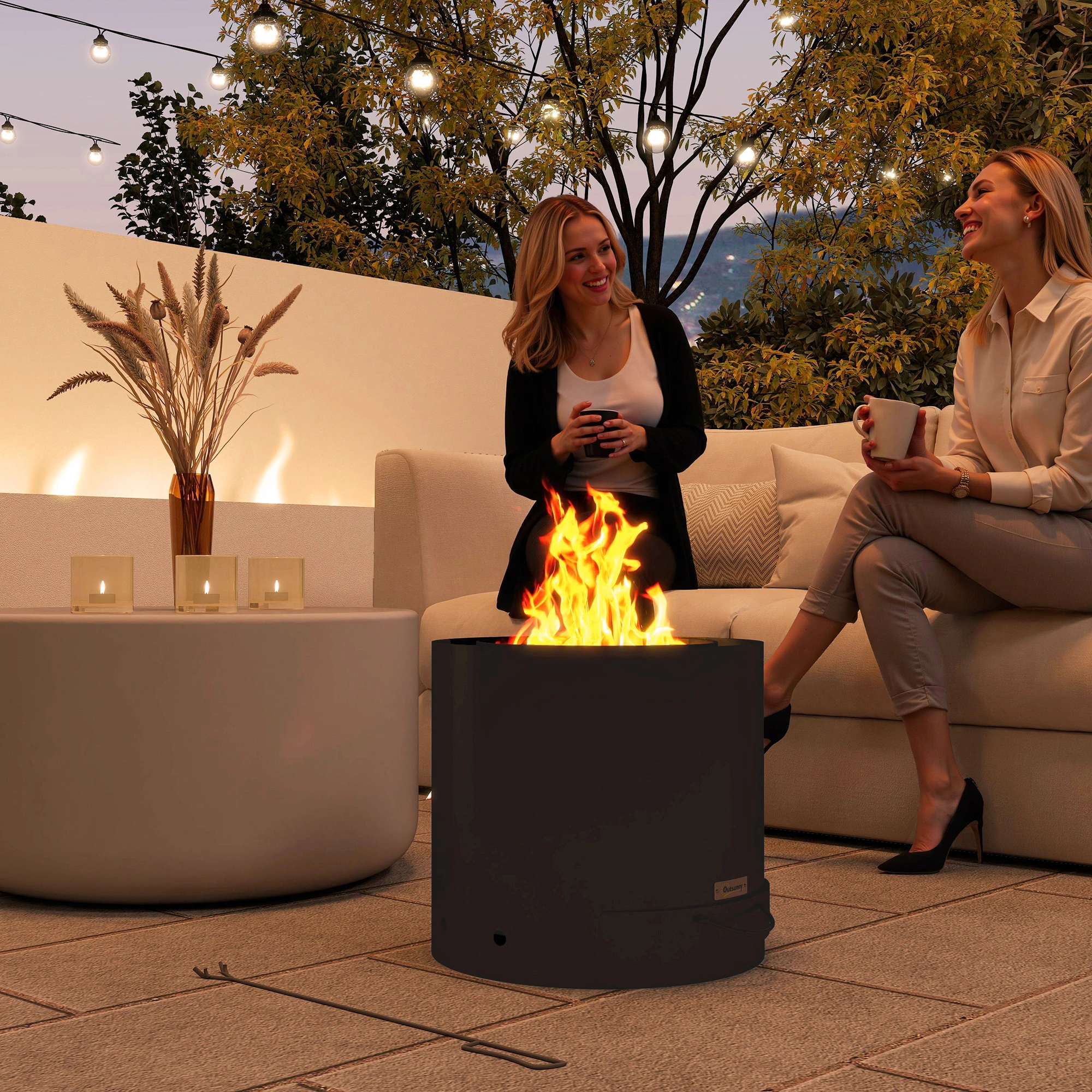 48 Inch Fire Pit Table, Outdoor Rectangular Propane Gas Fire Table with Lava Rocks & Waterproof Cover, Steel Burner for Backyard view 3