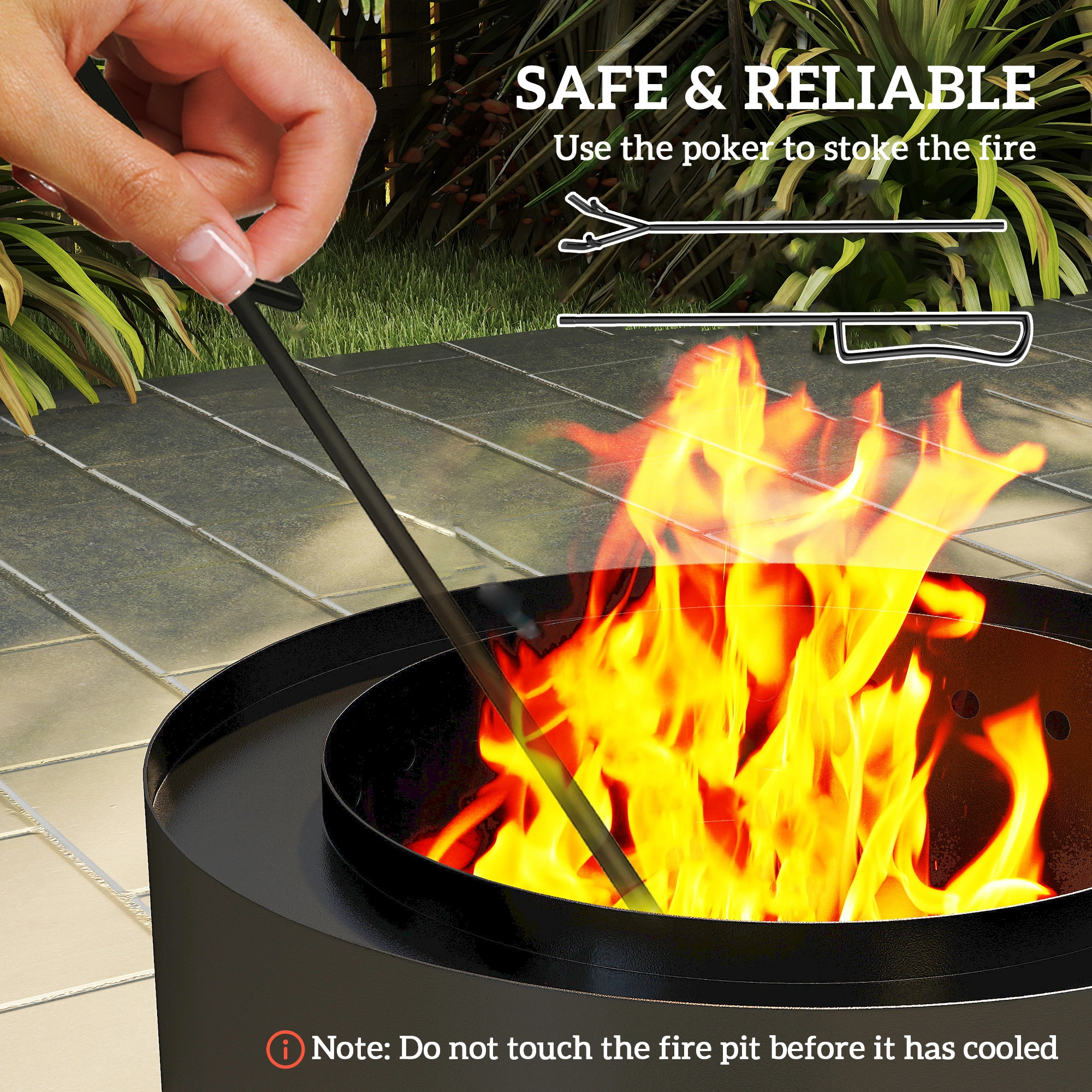 48 Inch Fire Pit Table, Outdoor Rectangular Propane Gas Fire Table with Lava Rocks & Waterproof Cover, Steel Burner for Backyard view 4