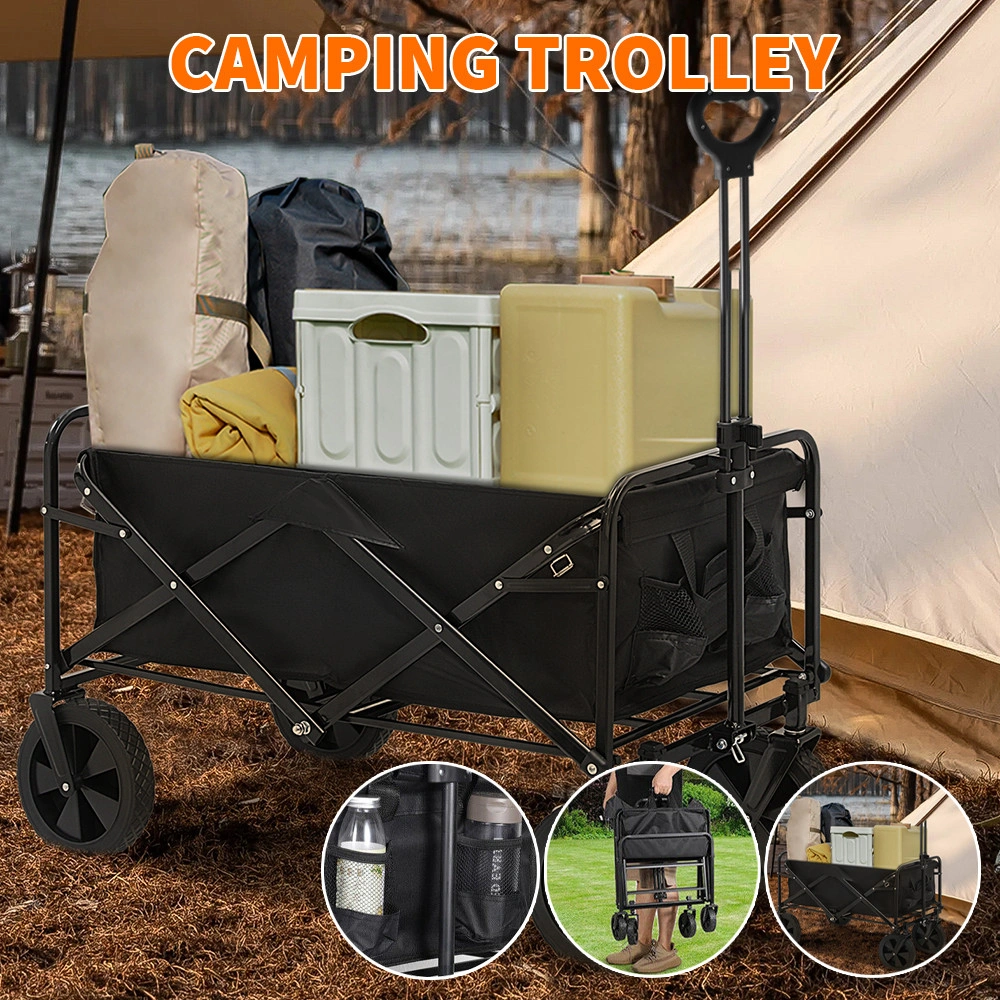 330LB Heavy Duty Folding Trolley Cart Wagon for Garden Beach Camping Festival UK view 2