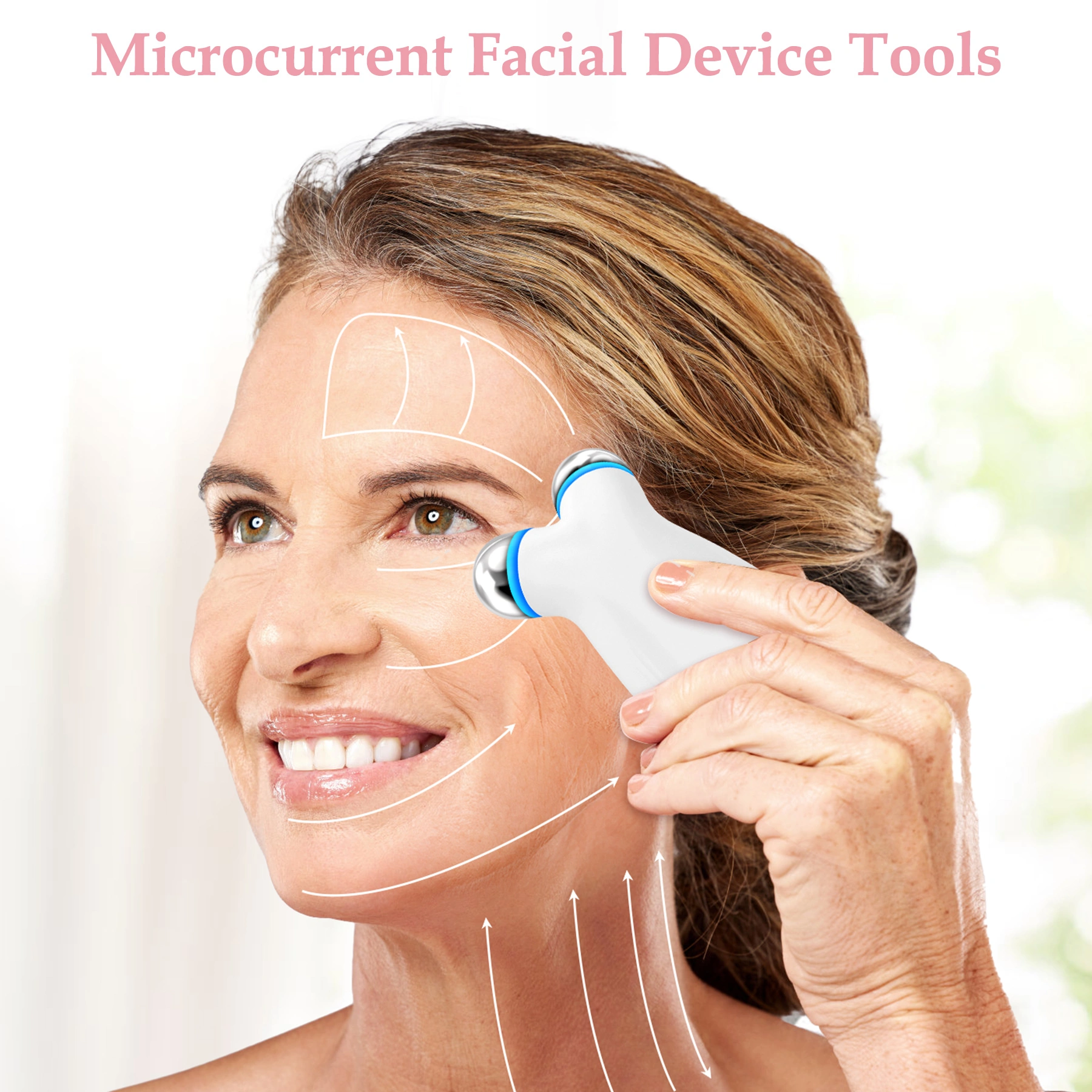 Anti Aging and Wrinkles Microcurrent Facial Device, Boost Skin Care Products Absorption - White view 2
