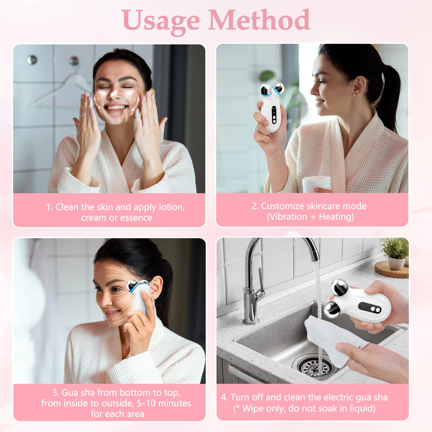 Anti Aging and Wrinkles Microcurrent Facial Device, Boost Skin Care Products Absorption - White view 5