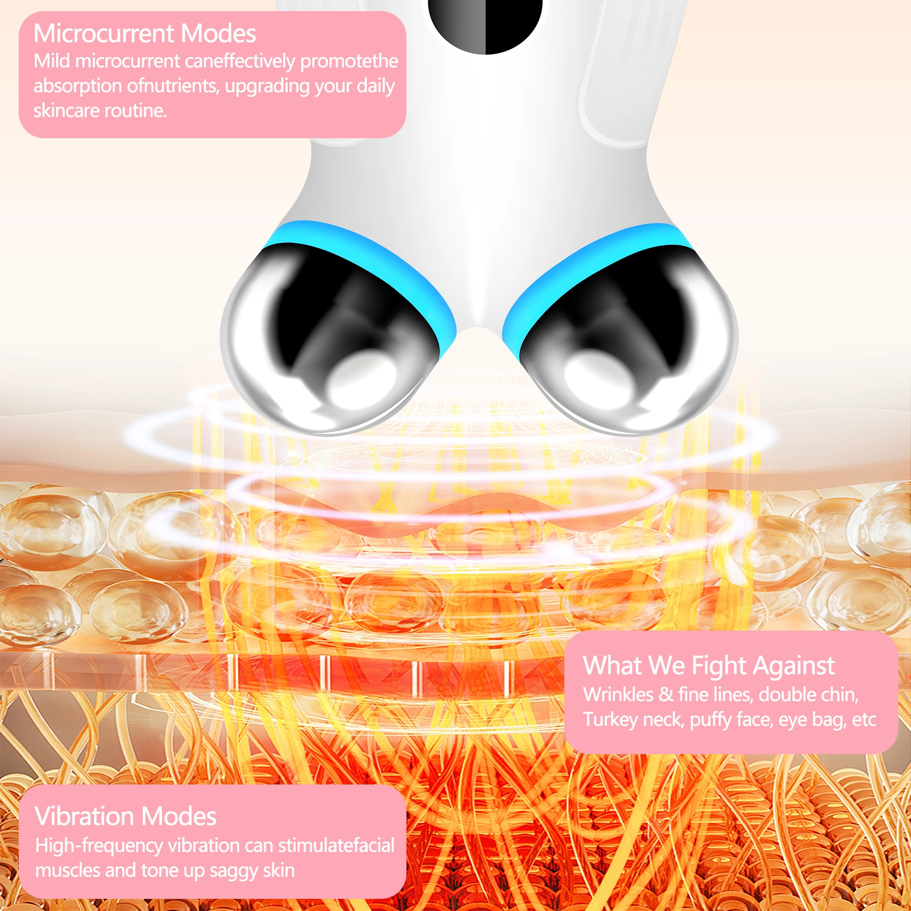 Anti Aging and Wrinkles Microcurrent Facial Device, Boost Skin Care Products Absorption - White view 6
