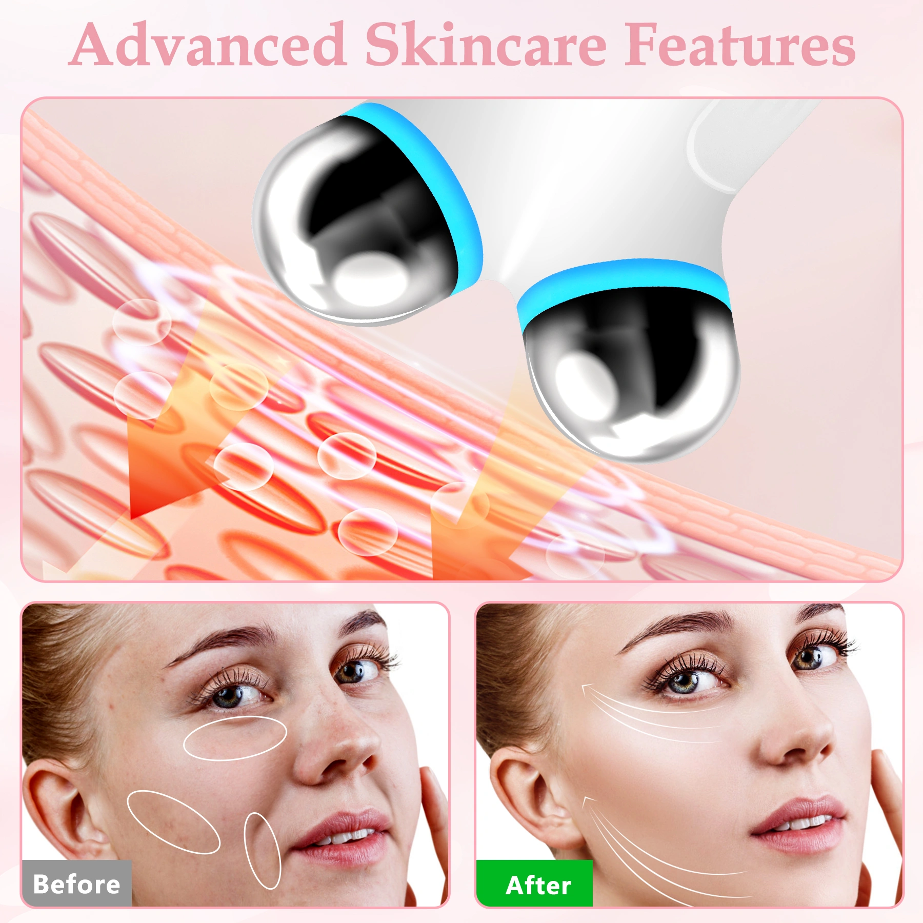 Anti Aging and Wrinkles Microcurrent Facial Device, Boost Skin Care Products Absorption - White view 7