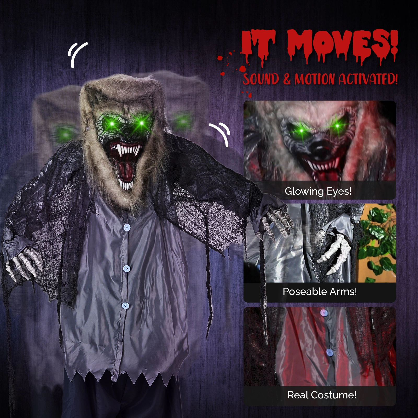 6.9ft Werewolf Outdoor Halloween Decorations view 2