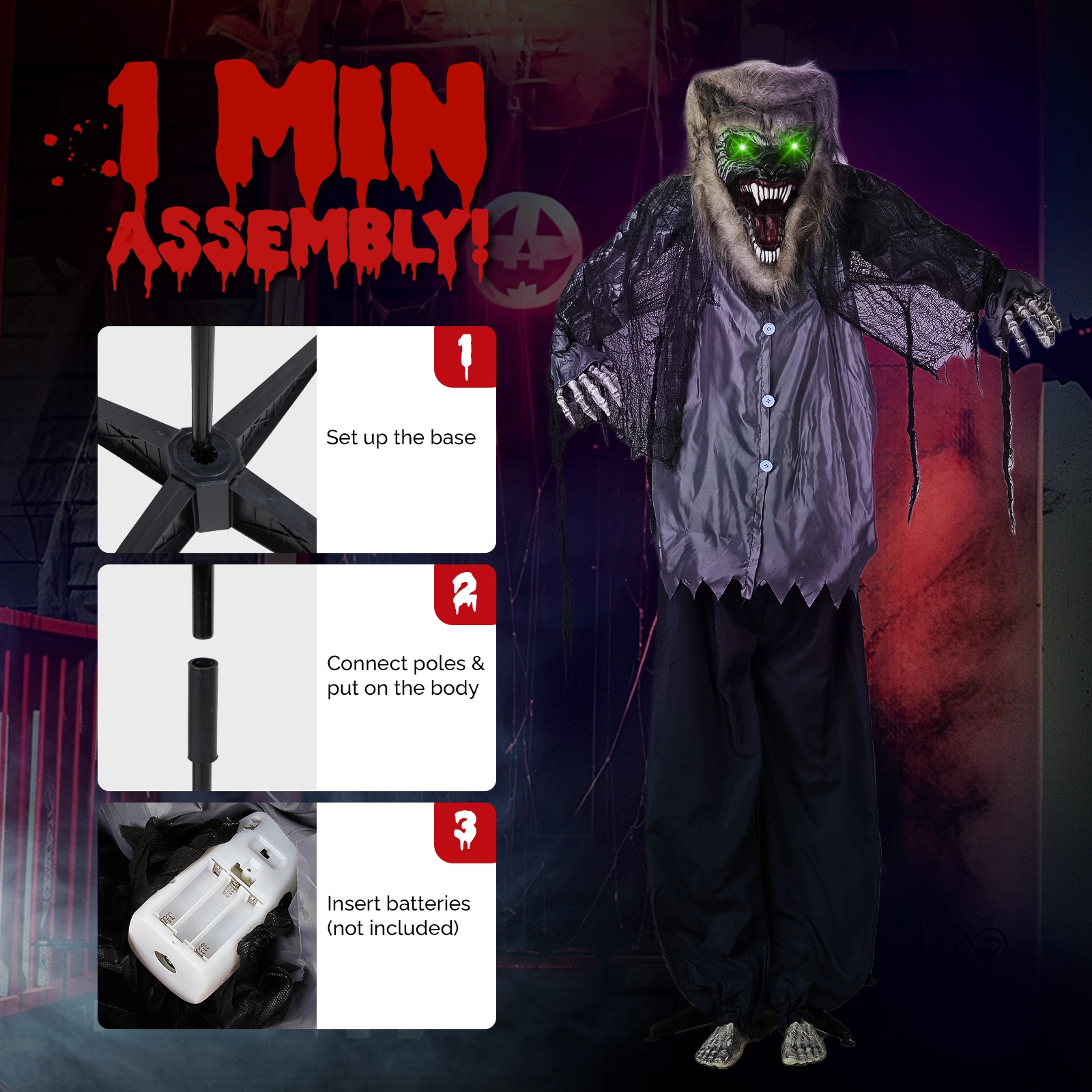 6.9ft Werewolf Outdoor Halloween Decorations view 7