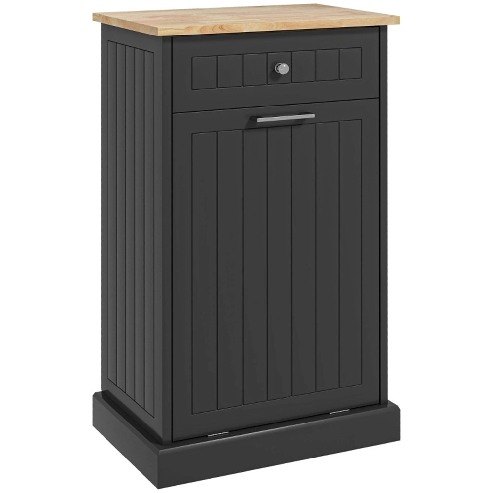 Kitchen Tilt Out Trash Bin Cabinet Free Standing Recycling Cabinet Trash Can Holder With Drawer, Black-AS ( Amazon Shipping)(Prohibited by WalMart) view 2
