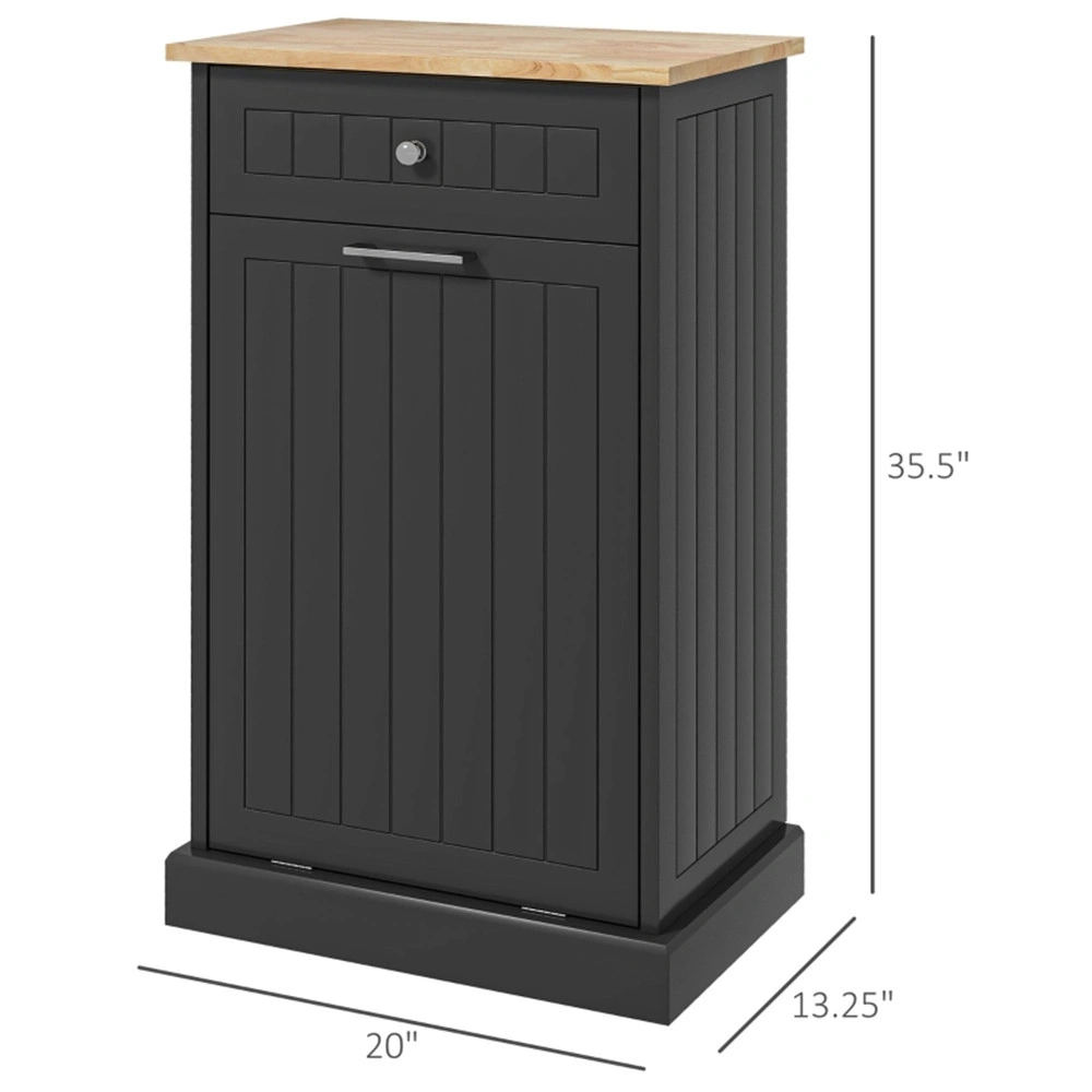 Kitchen Tilt Out Trash Bin Cabinet Free Standing Recycling Cabinet Trash Can Holder With Drawer, Black-AS ( Amazon Shipping)(Prohibited by WalMart) view 3