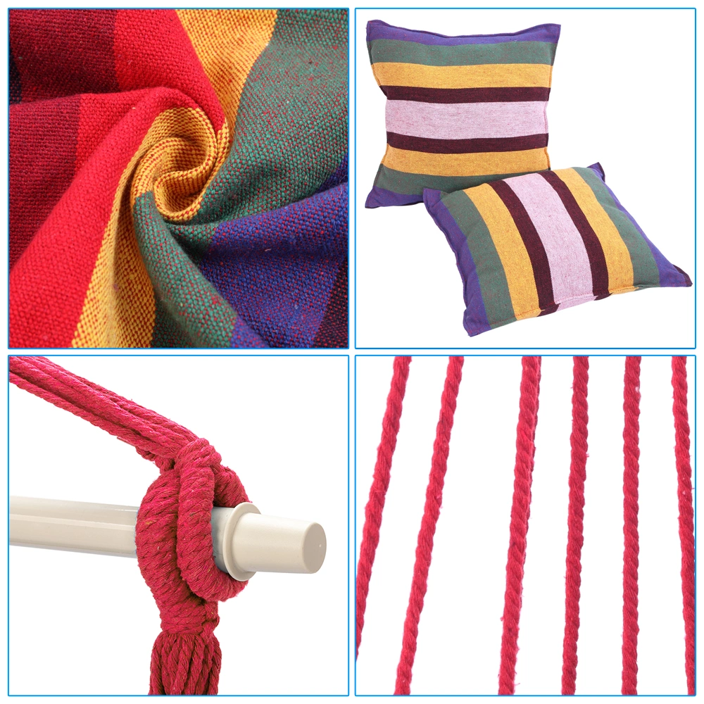 Distinctive Cotton Canvas Hanging Rope Chair with Pillows Rainbow view 25