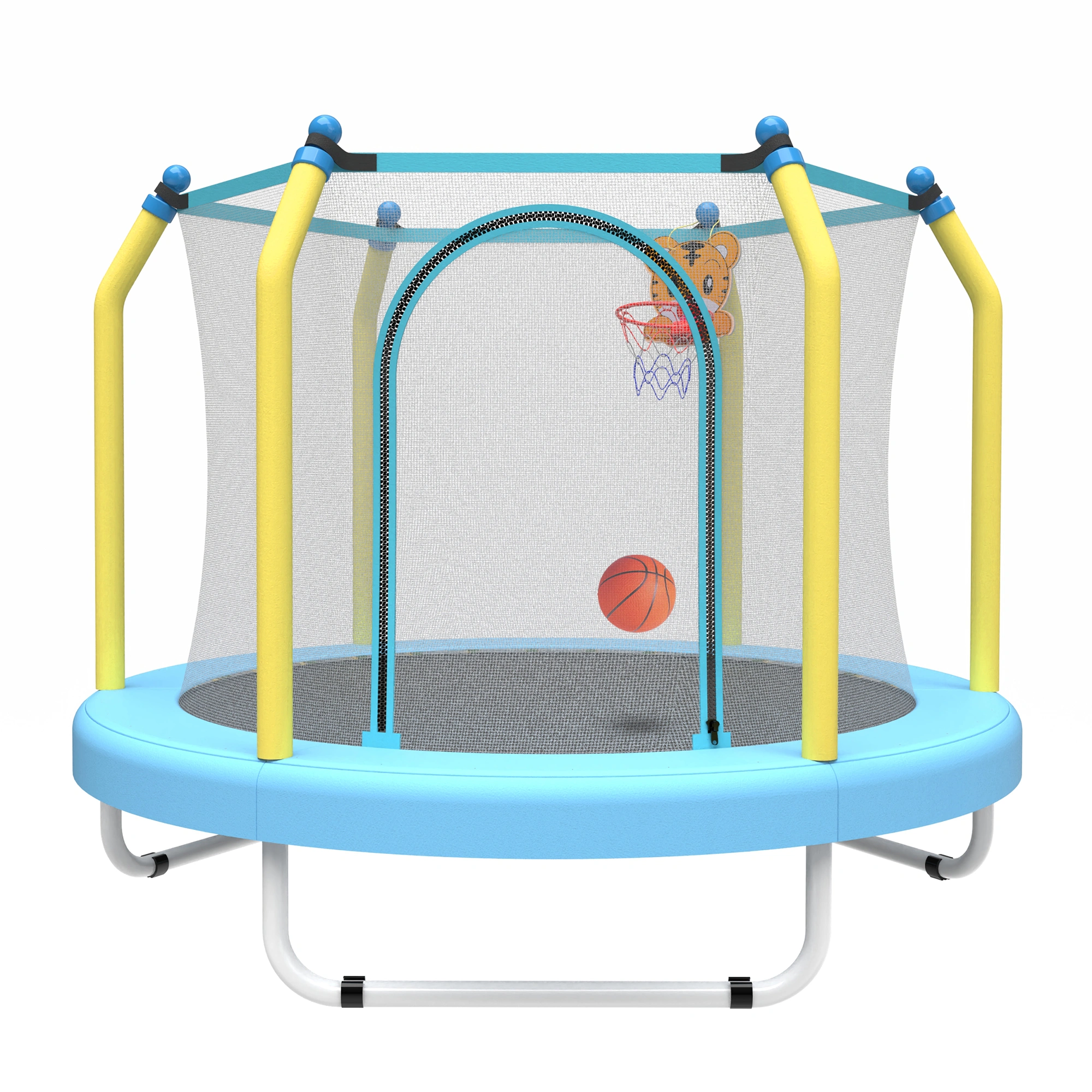 55 Inch Kids Trampoline Indoor Outdoor with Basketball Hoop, Toddler Mini Trampoline for Children view 4
