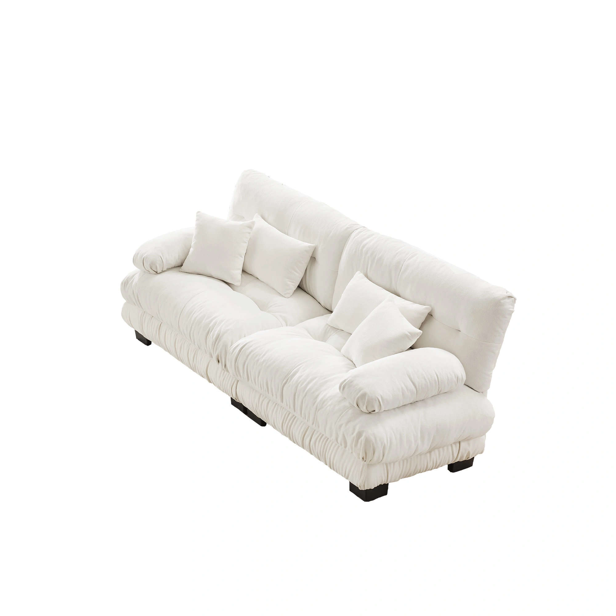 Cloud Couch 2 Seater Sofa Living Room, Chenille White 2-Seat Sofa with 2 Lumbar Pillows & 2 Throw Pillows view 9