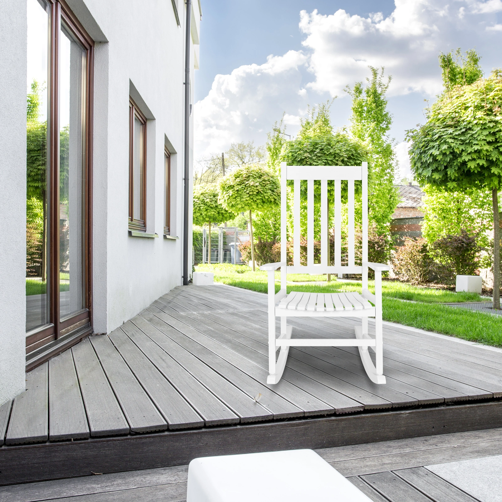 68.5*86*115CM Square Wooden Rocking Chair White view 16