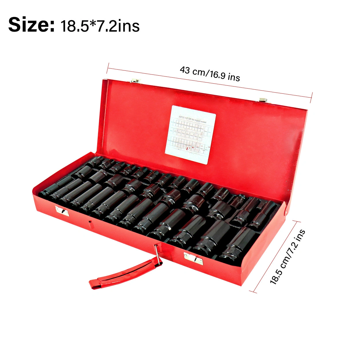35PC Deep Impact Socket Set 1/2 Drive 8-32mm Metric Chrome Vanadium Steel Ratchet Wrench Tool Kit Garage Workshop view 4