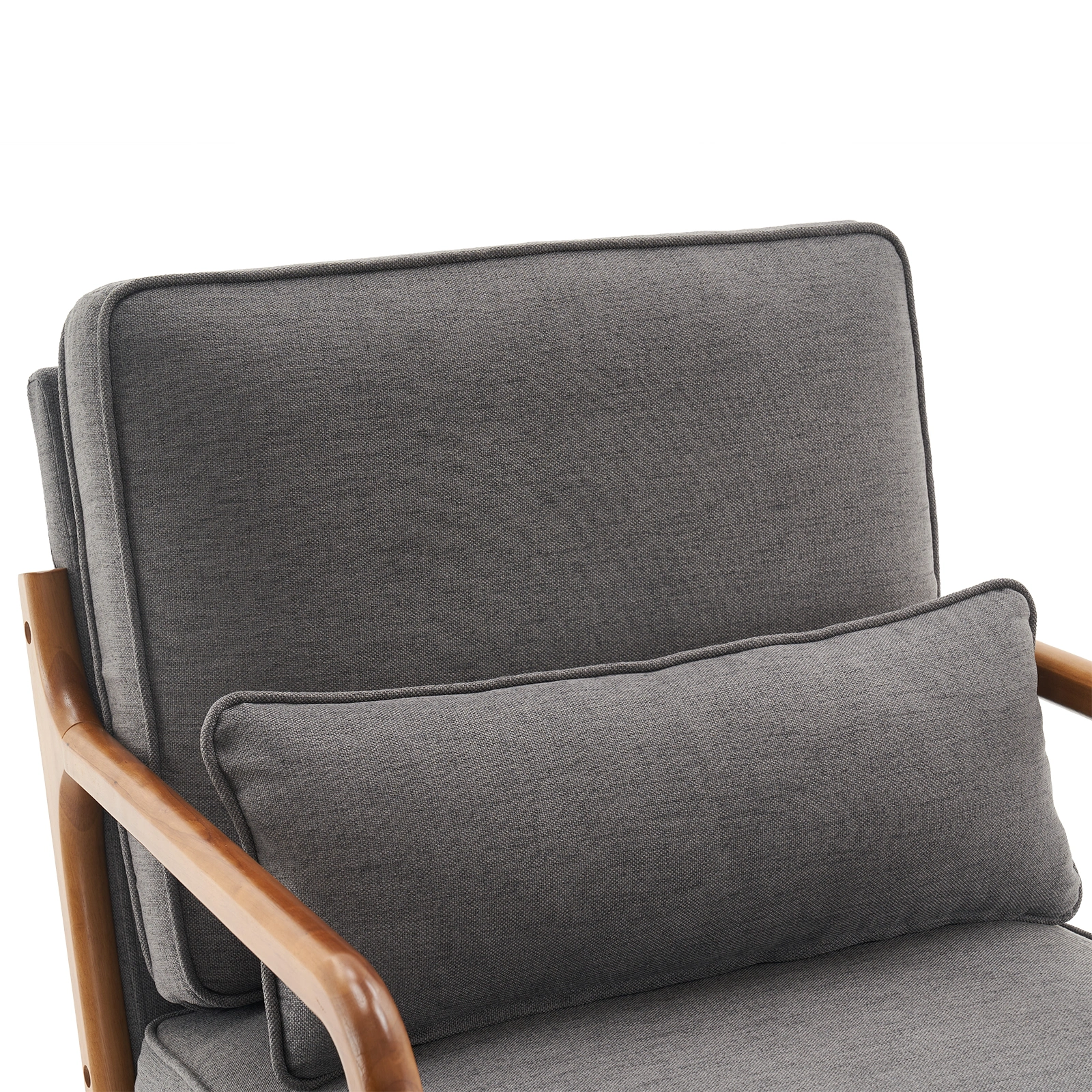 Oak Armrest Oak Upholstered Single Lounge Chair Indoor Lounge Chair Dark Grey view 12