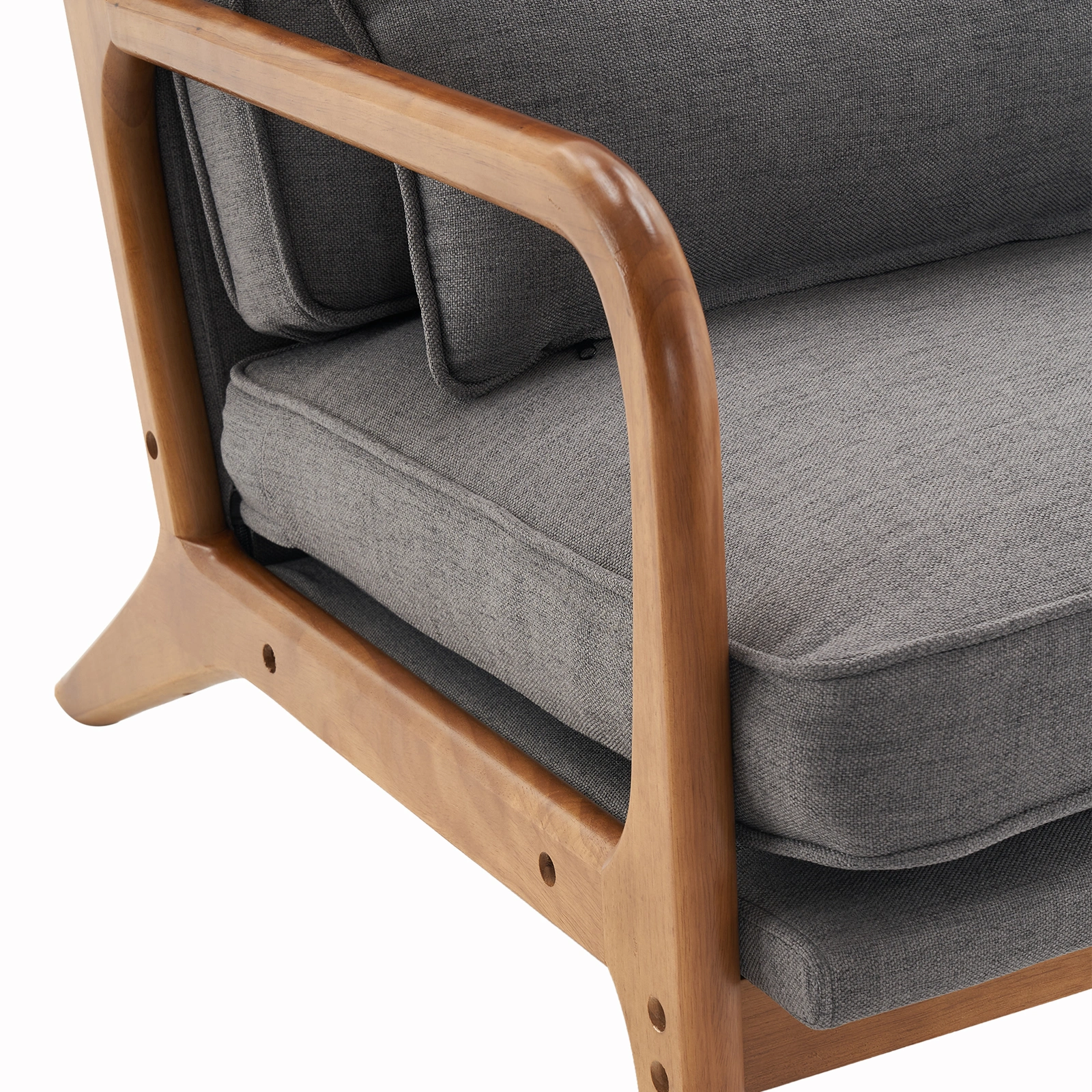 Oak Armrest Oak Upholstered Single Lounge Chair Indoor Lounge Chair Dark Grey view 16
