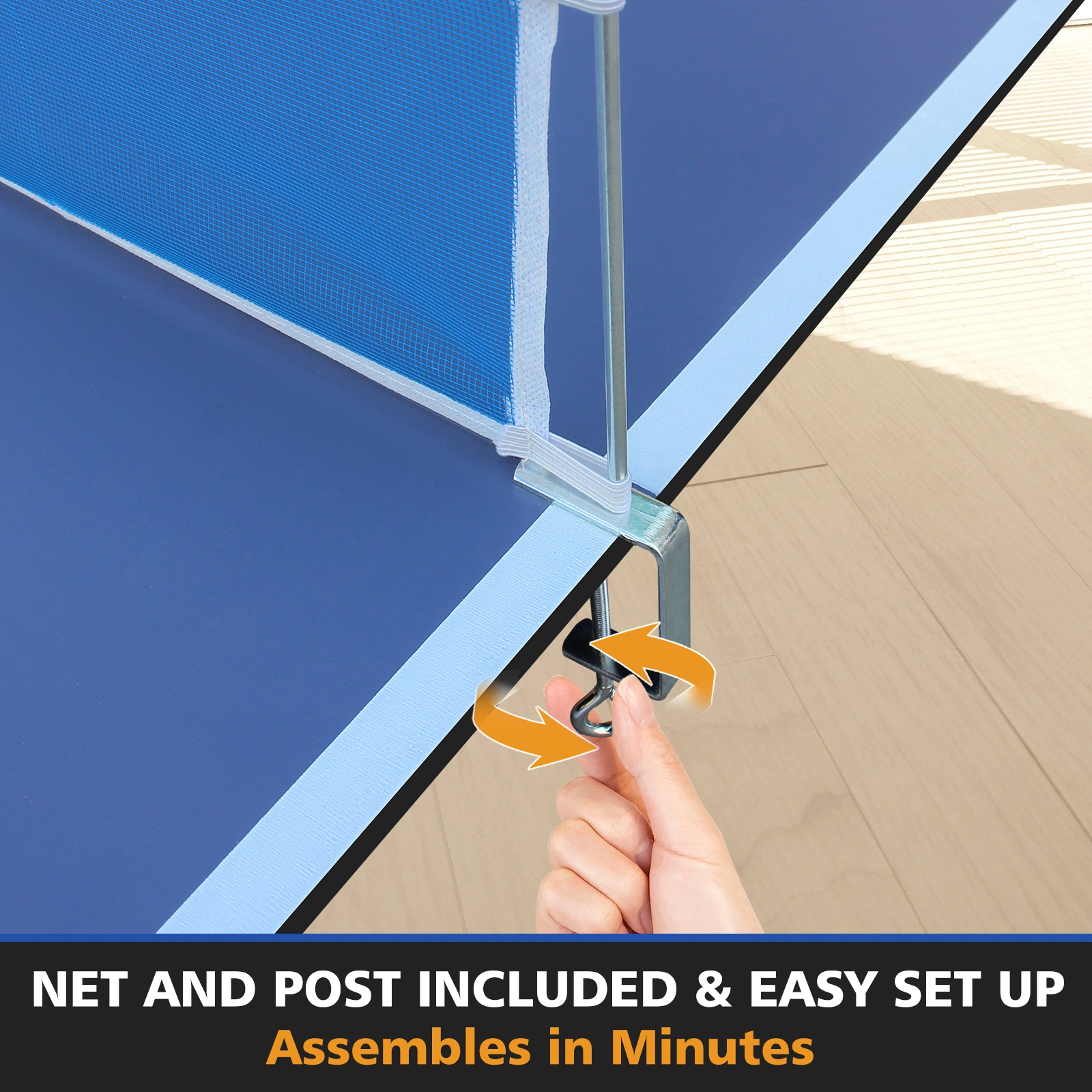 8ft Blue Ping Pong Table Top, Foldable & Portable Table Tennis Conversion Top for Indoor Games view 3