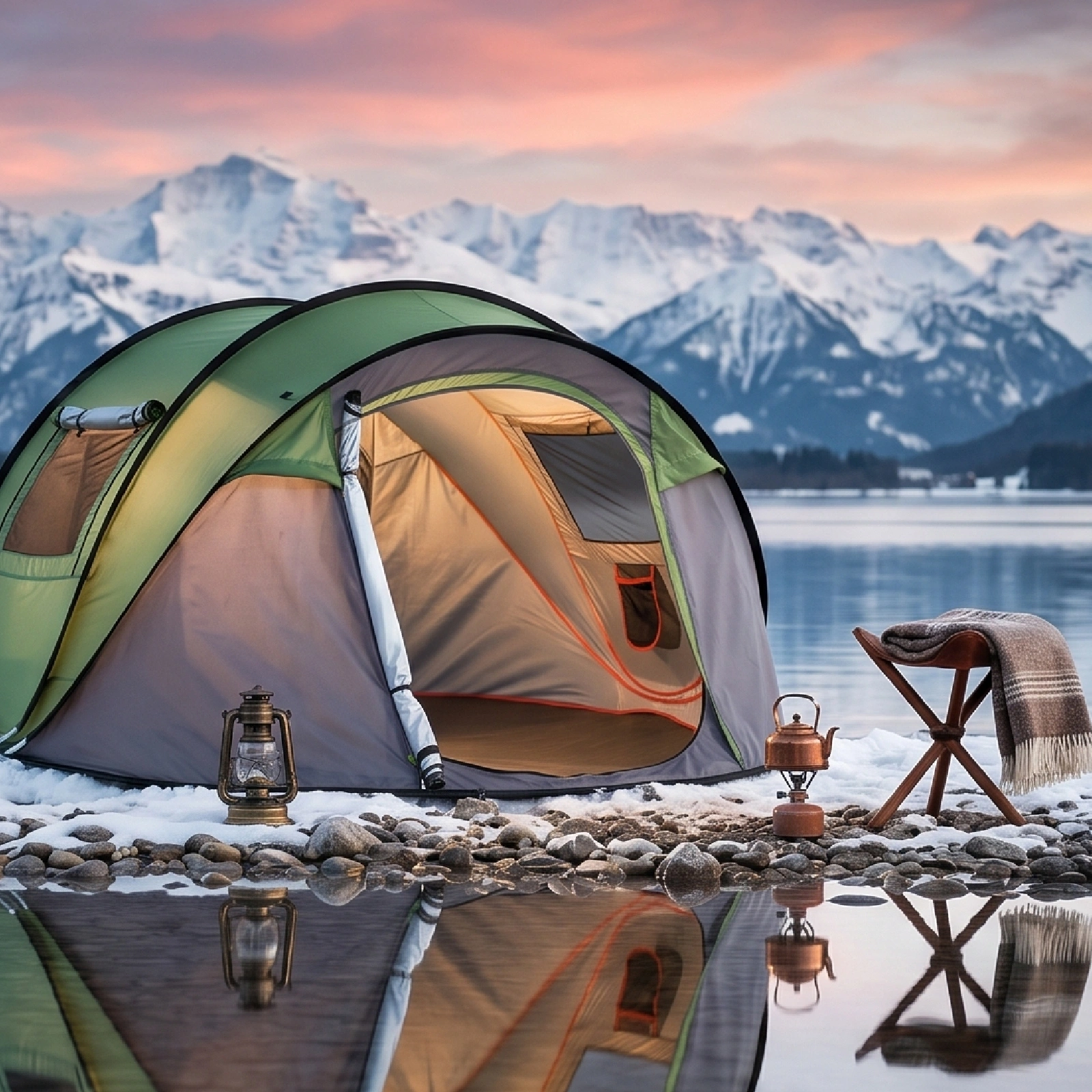 4 Person Pop Up Tent for Camping, Waterproof Instant Family Tent with Front Awning, Automatic Tent Throw Pop Up Instant Flip Pop Tent for Camping, Green view 11