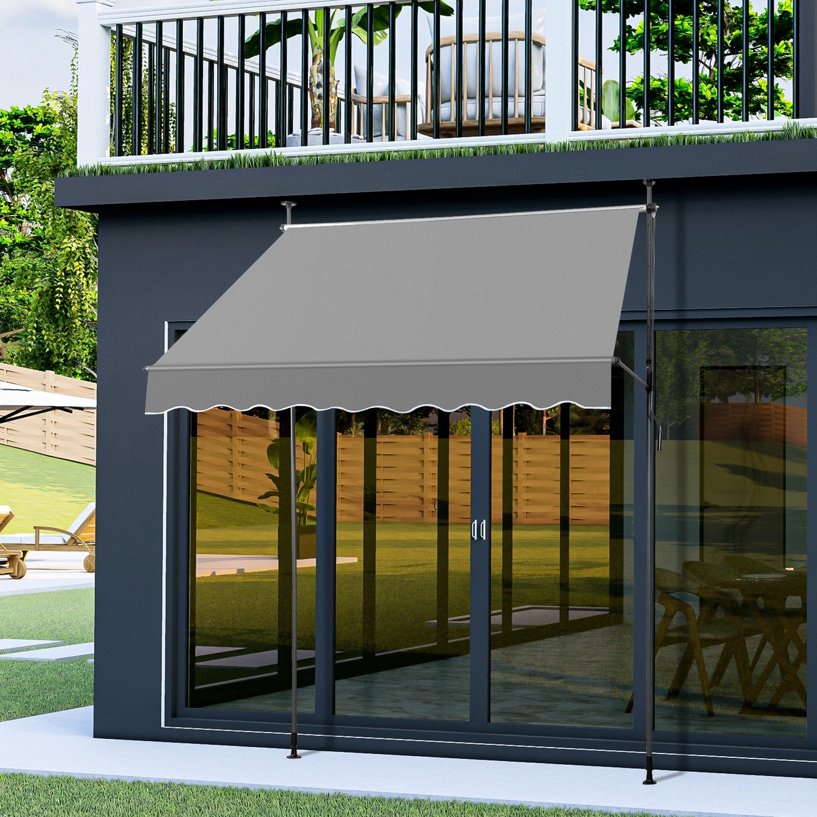 78.7"D x 47.2"W x(78.7 -118.1)"H Retractable Awning Grey view 8