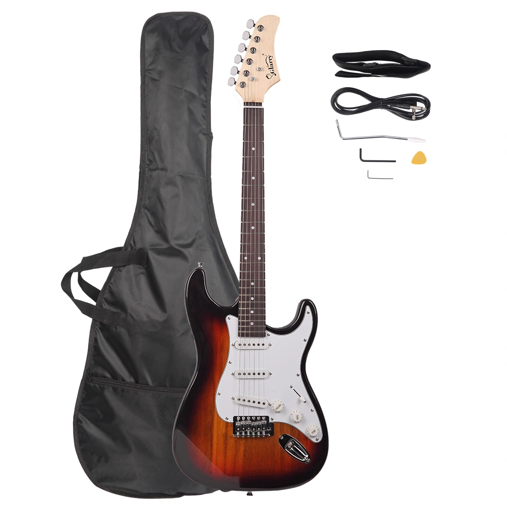 GST Sunset Electric Guitar Bundle - Rosewood Fingerboard, Gig Bag, Strap, Picks, Whammy Bar, Cable, Wrench Tool view 2