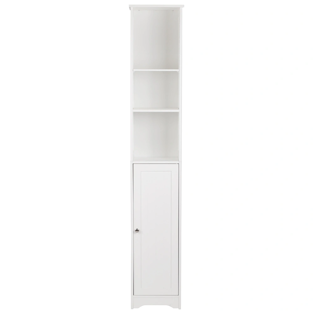 One Door & Three Layers Bathroom Cabinet White view 2