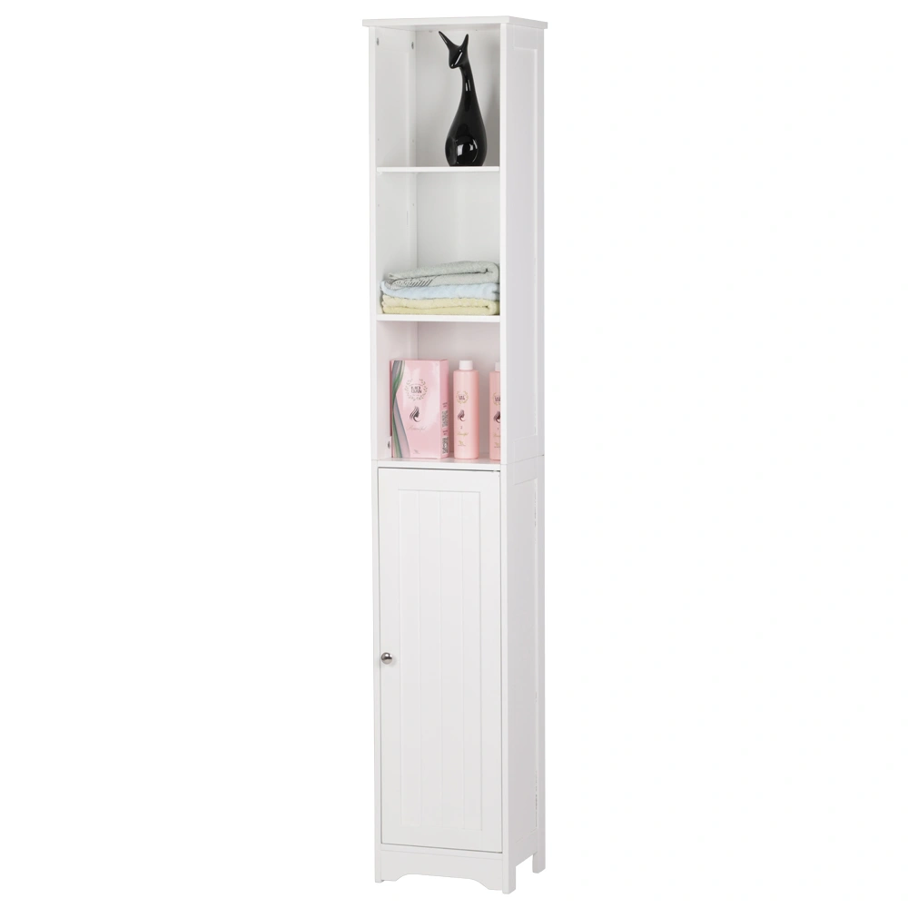 One Door & Three Layers Bathroom Cabinet White view 4