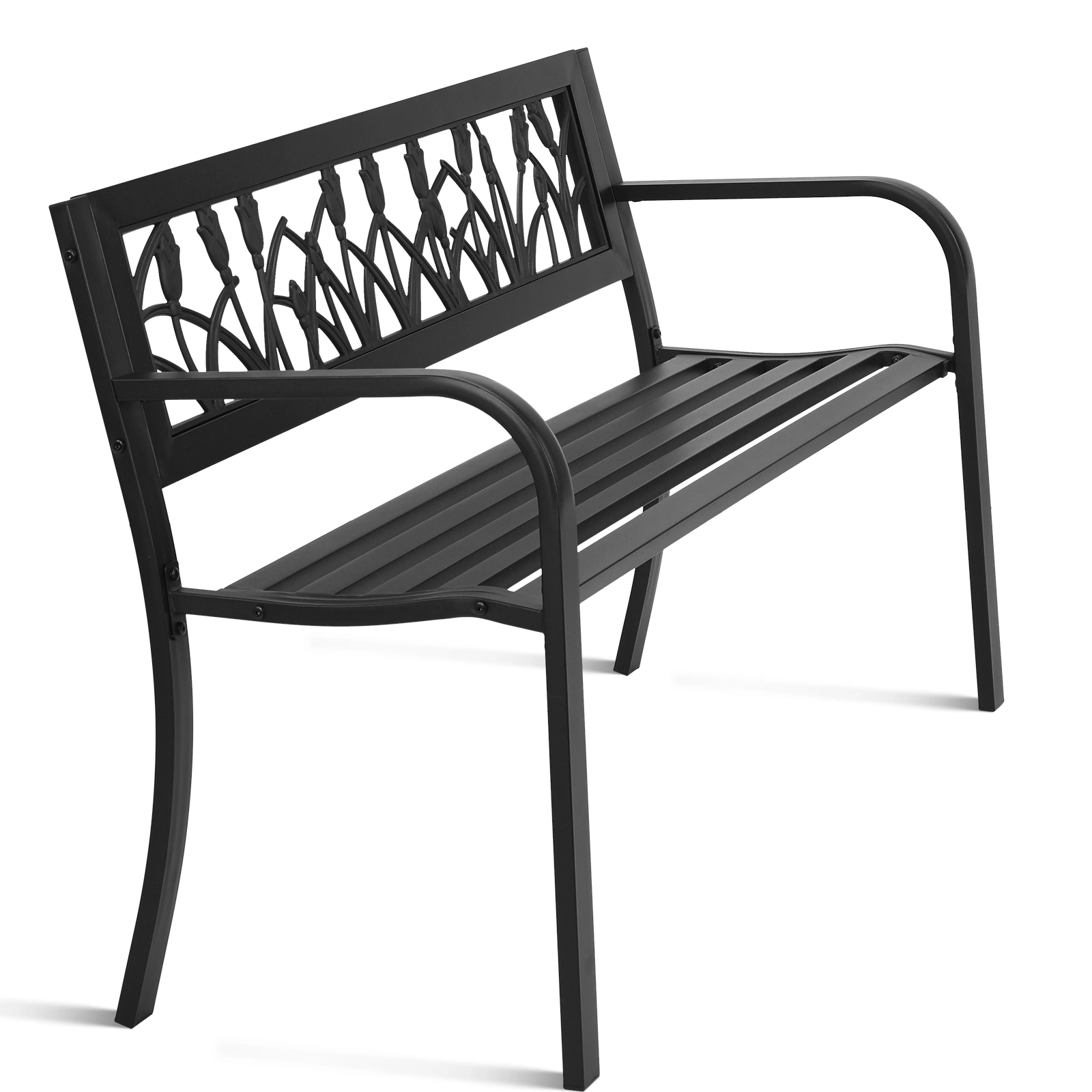 49in PVC Tulip Backrest Iron Bench Black view 10