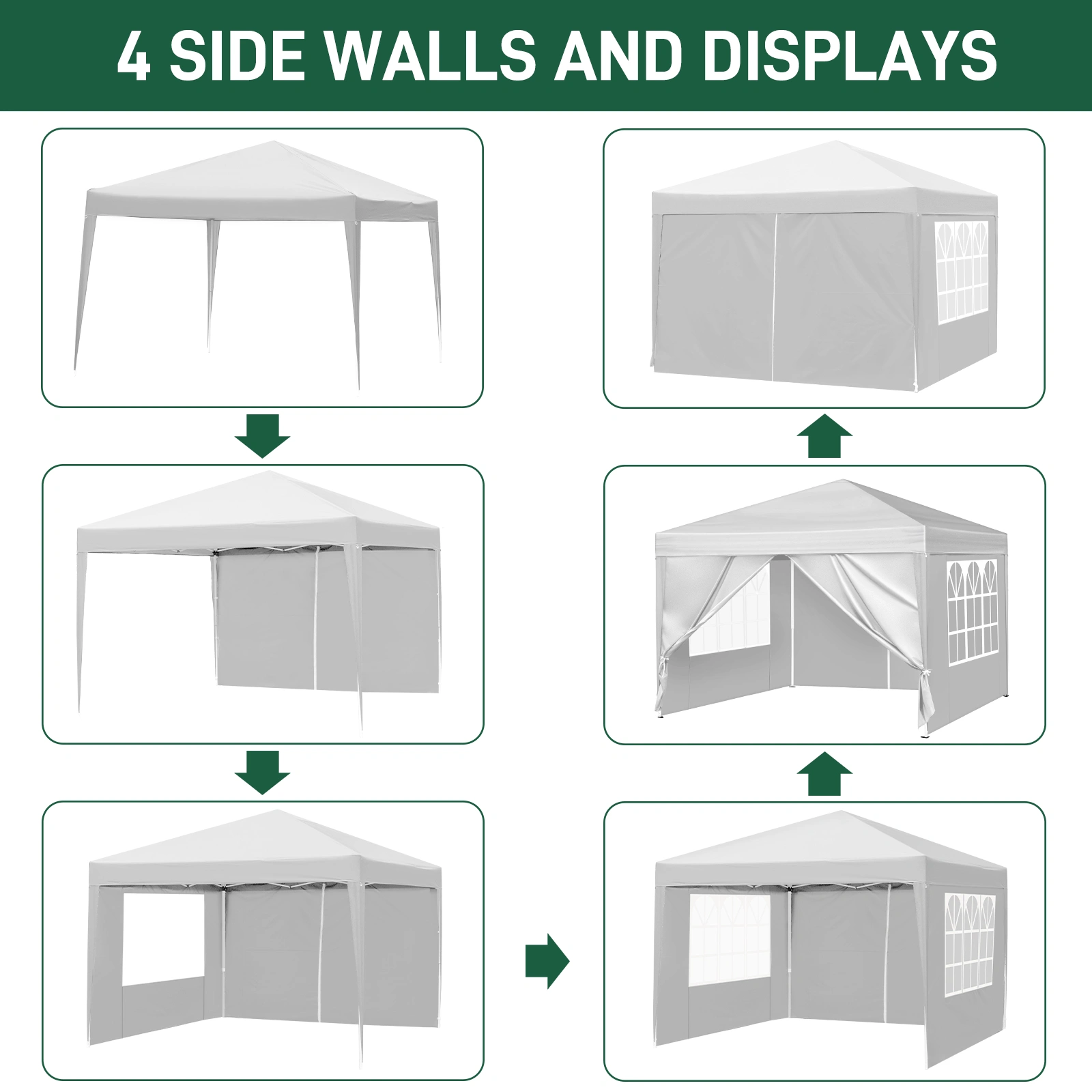 3 x 3m Two Doors & Two Windows Practical Waterproof Right-Angle Folding Tent White view 15