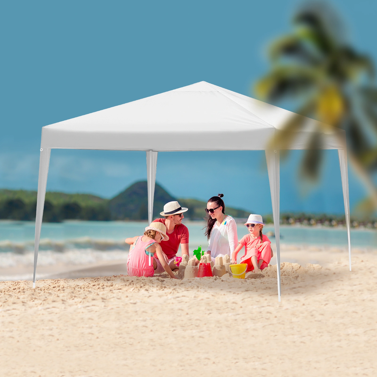 3 x 3m Two Doors & Two Windows Practical Waterproof Right-Angle Folding Tent White view 18