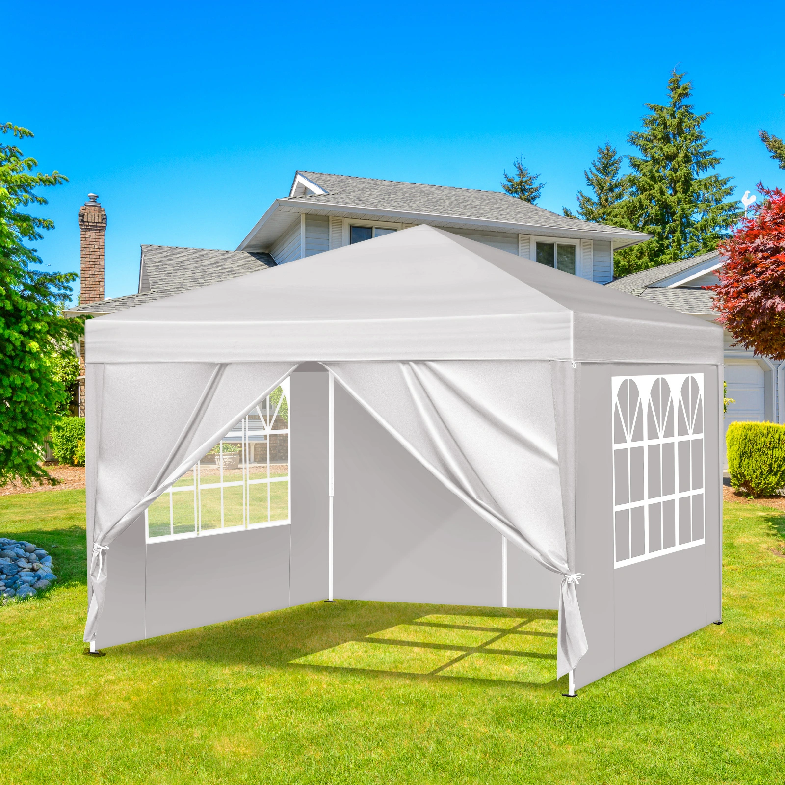 3 x 3m Two Doors & Two Windows Practical Waterproof Right-Angle Folding Tent White view 20