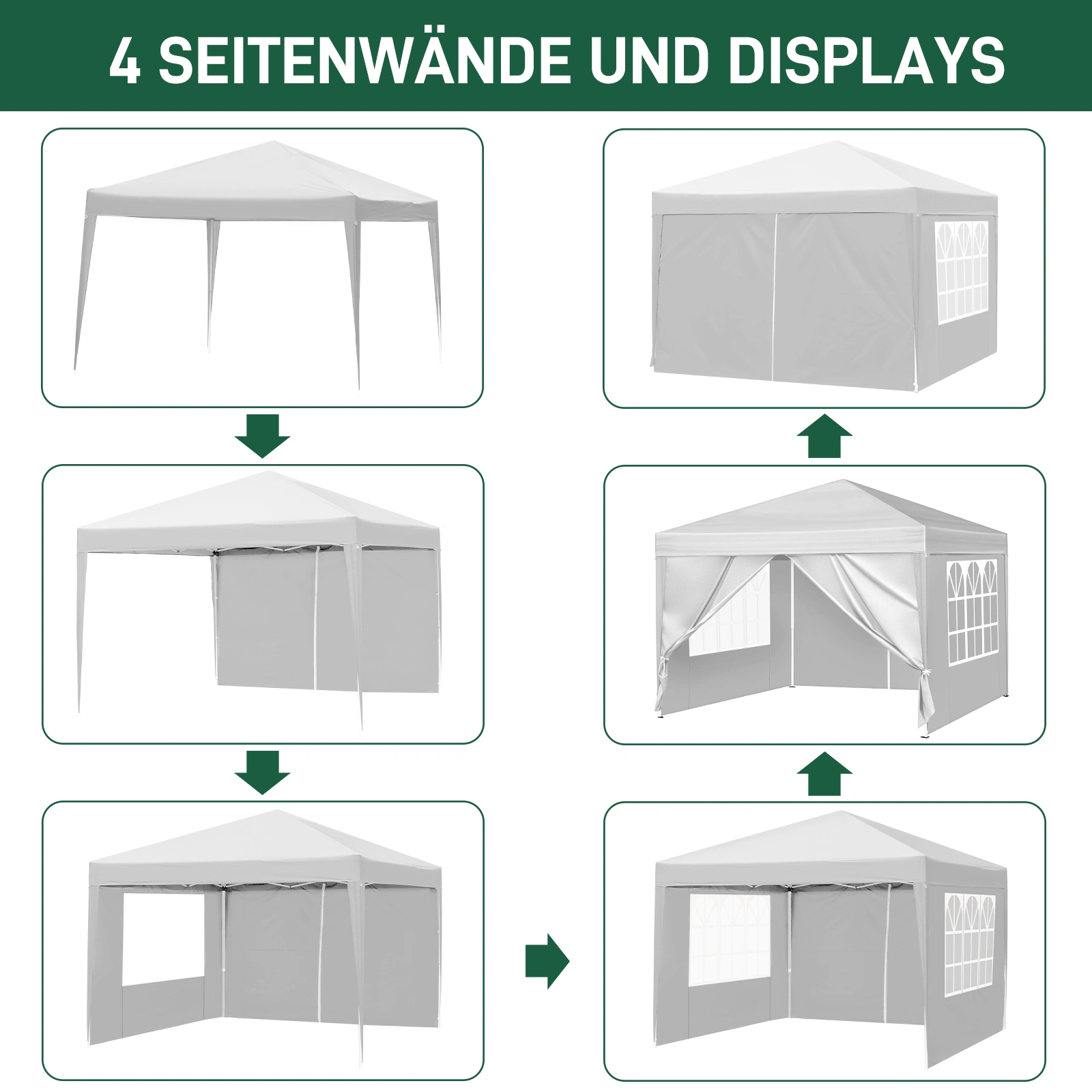 3 x 3m Two Doors & Two Windows Practical Waterproof Right-Angle Folding Tent White view 4