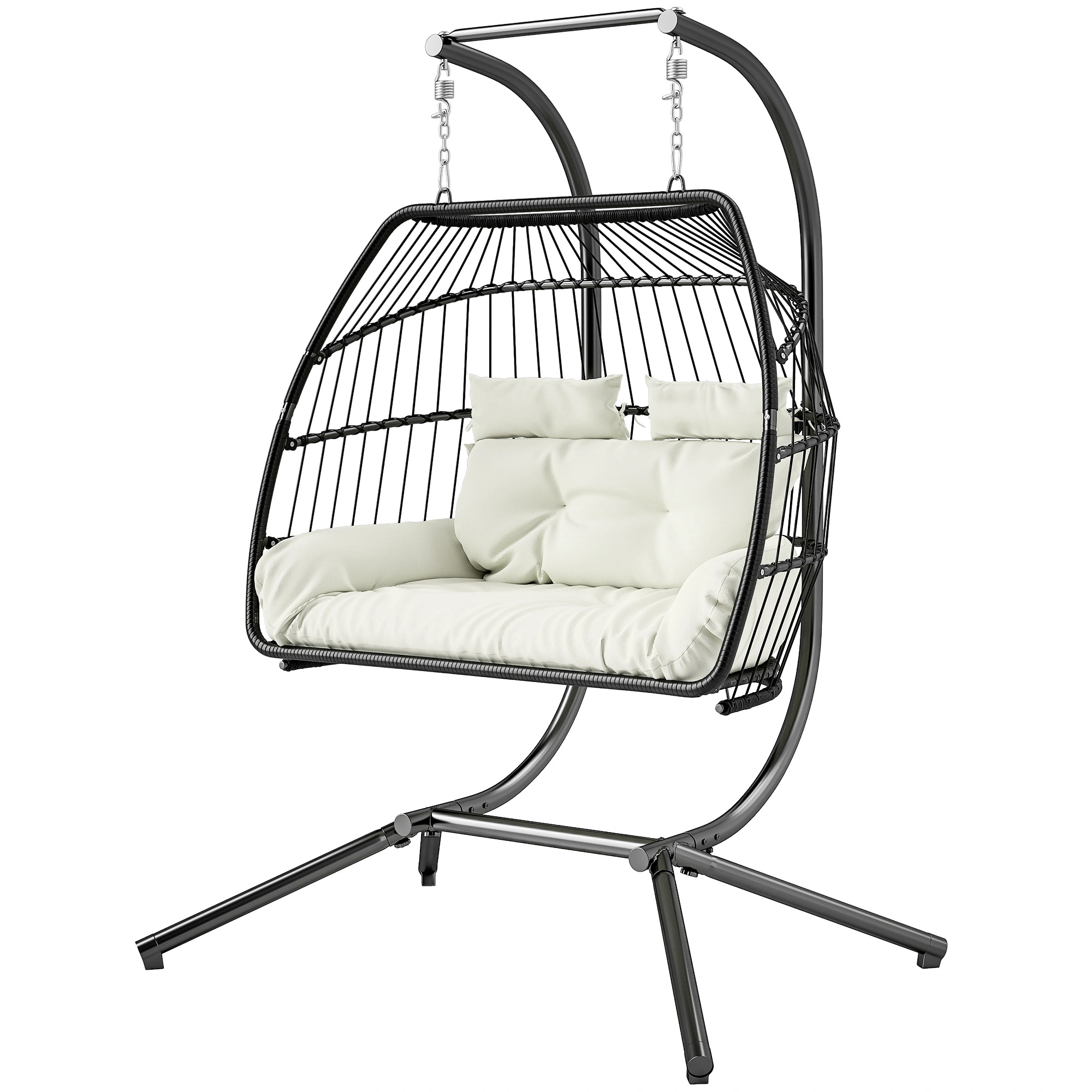 Egg Swing Chair Rattan Hanging Egg Chair with Stand for Indoor Outdoor Patio view 3